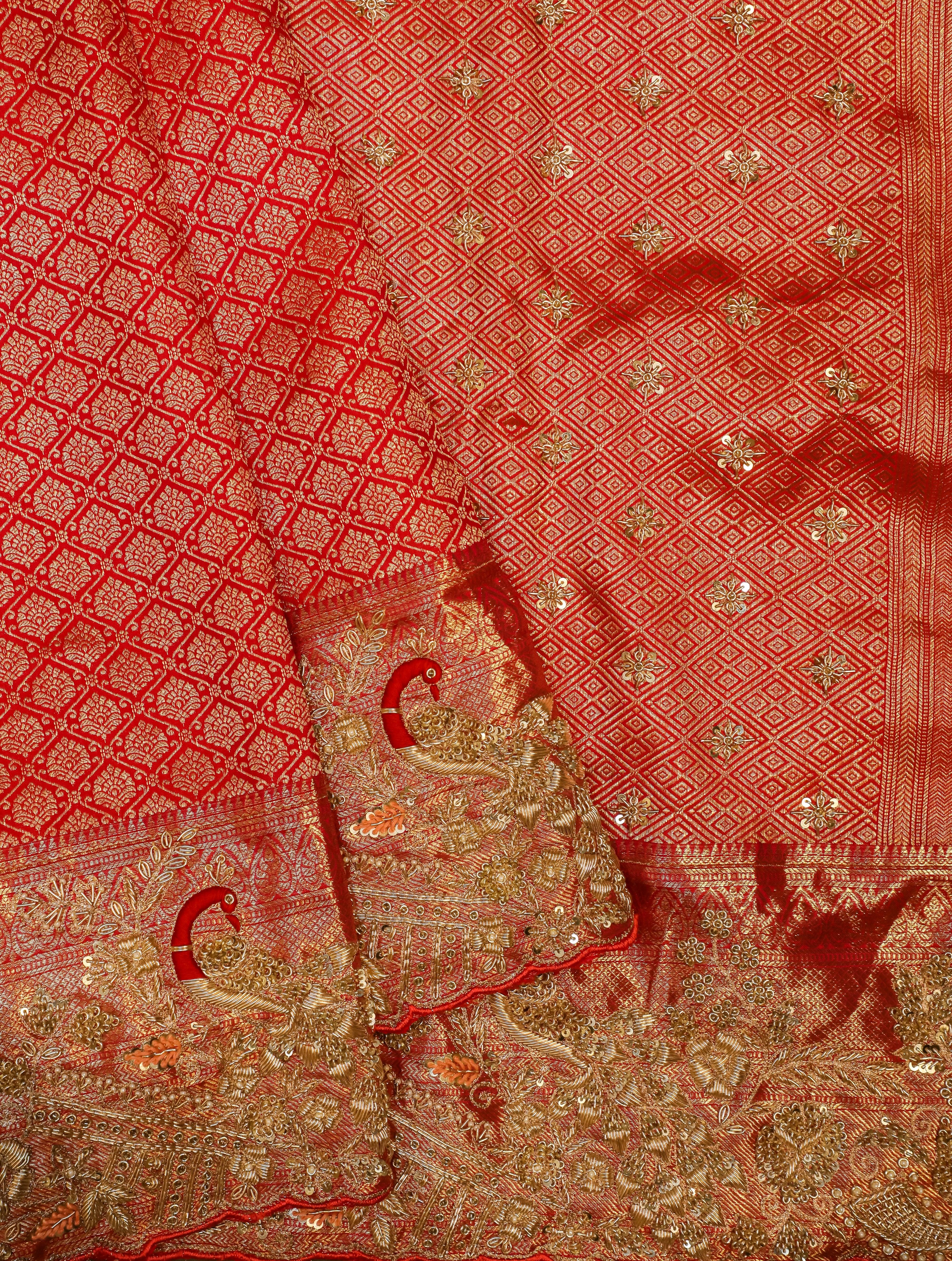 Designer Red Tissue Silk Saree - Sumangal Ekam