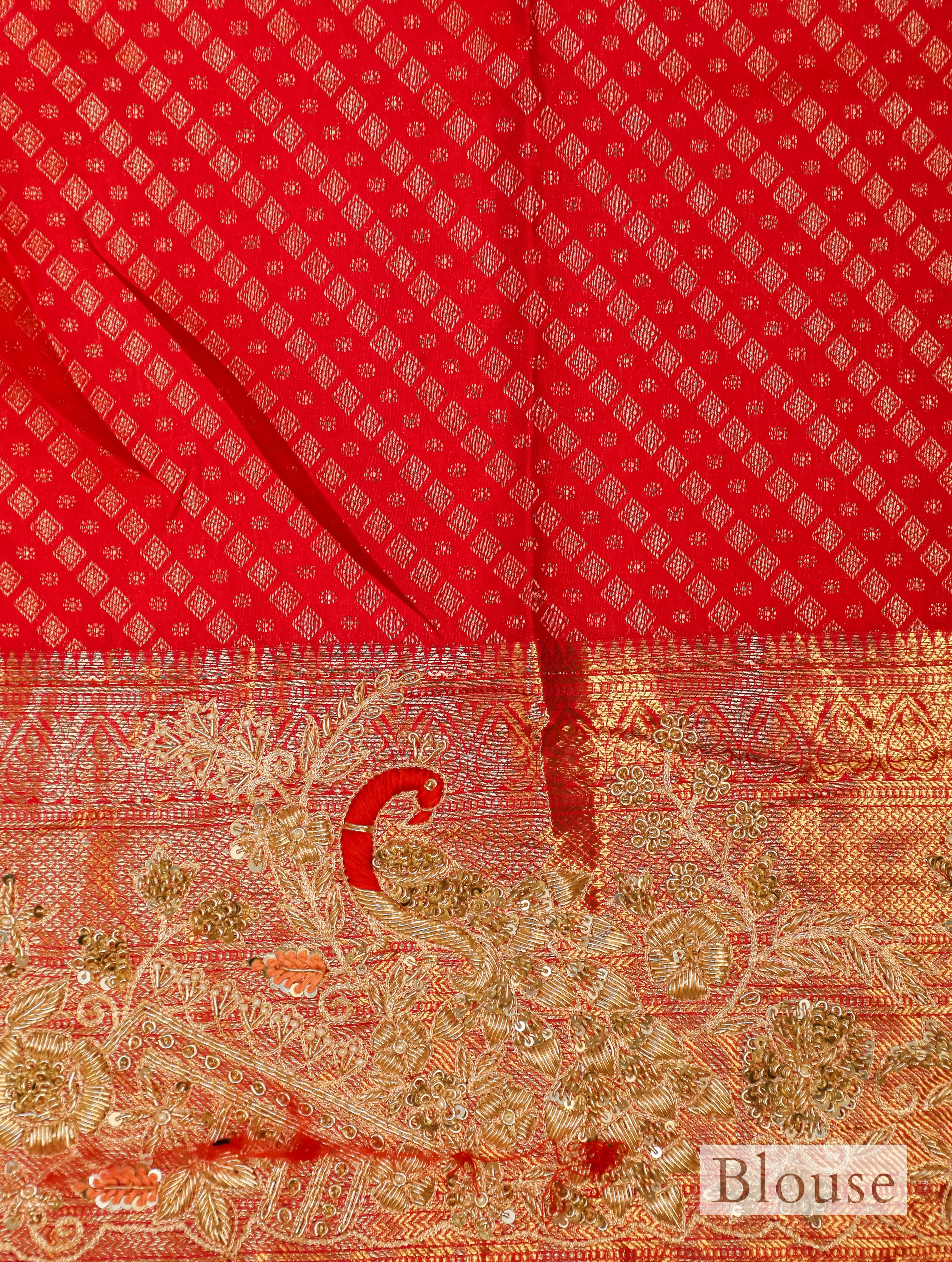 Designer Red Tissue Silk Saree - Sumangal Ekam