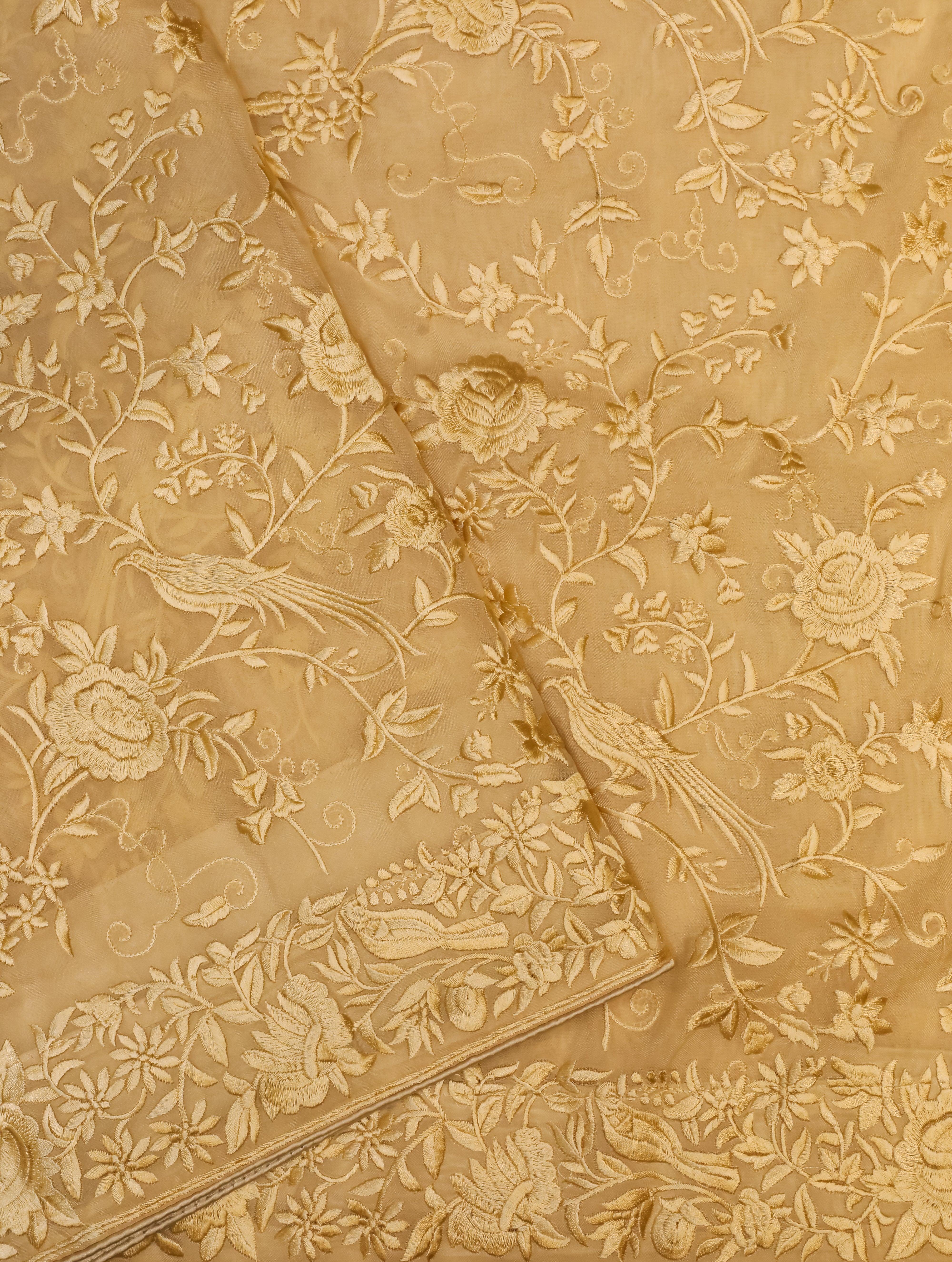 Designer Pastel Yellow Organza Silk Saree - Sumangal Ekam