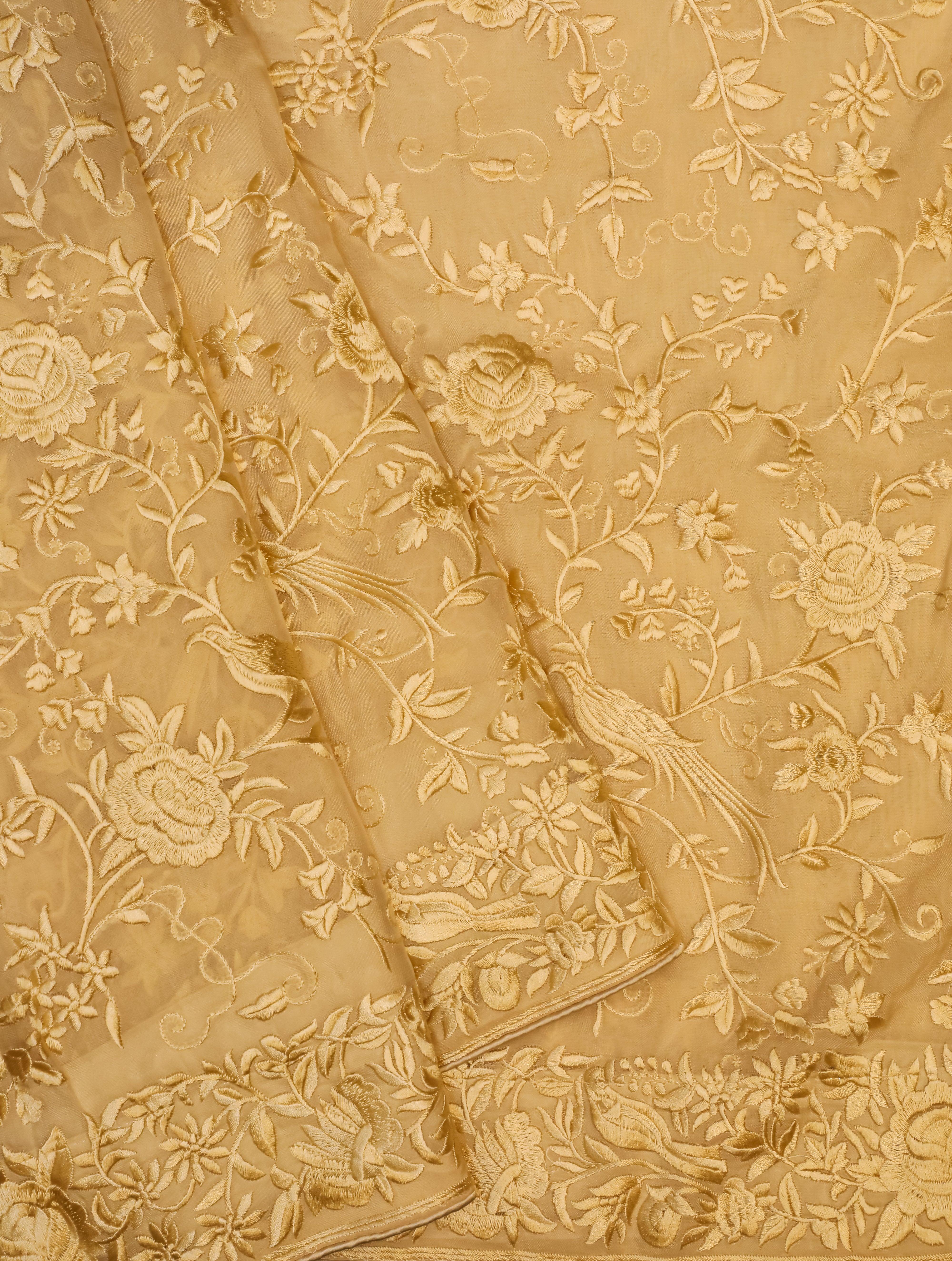 Designer Pastel Yellow Organza Silk Saree - Sumangal Ekam