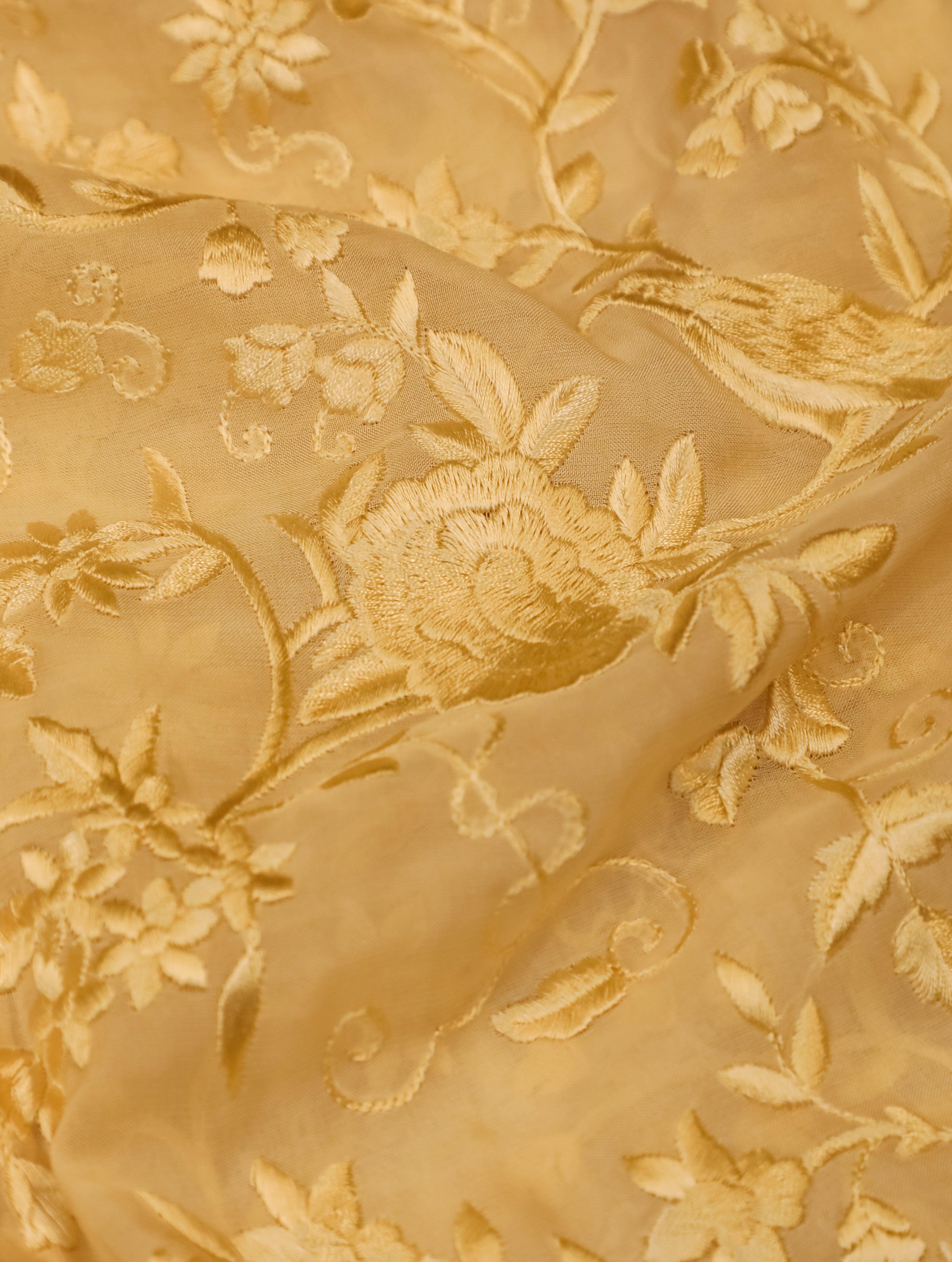 Designer Pastel Yellow Organza Silk Saree - Sumangal Ekam