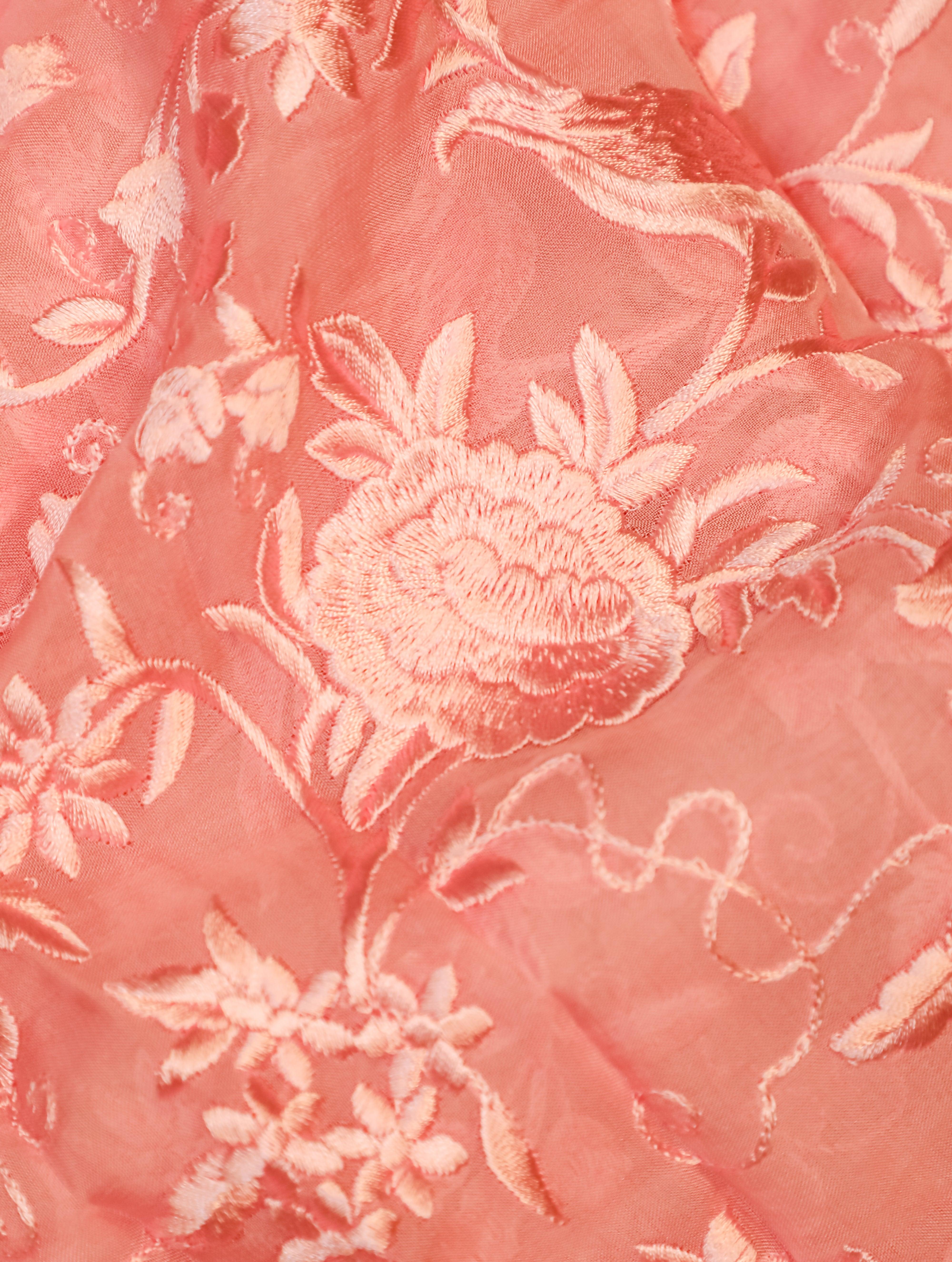 Designer Peach Organza Silk Saree - Sumangal Ekam
