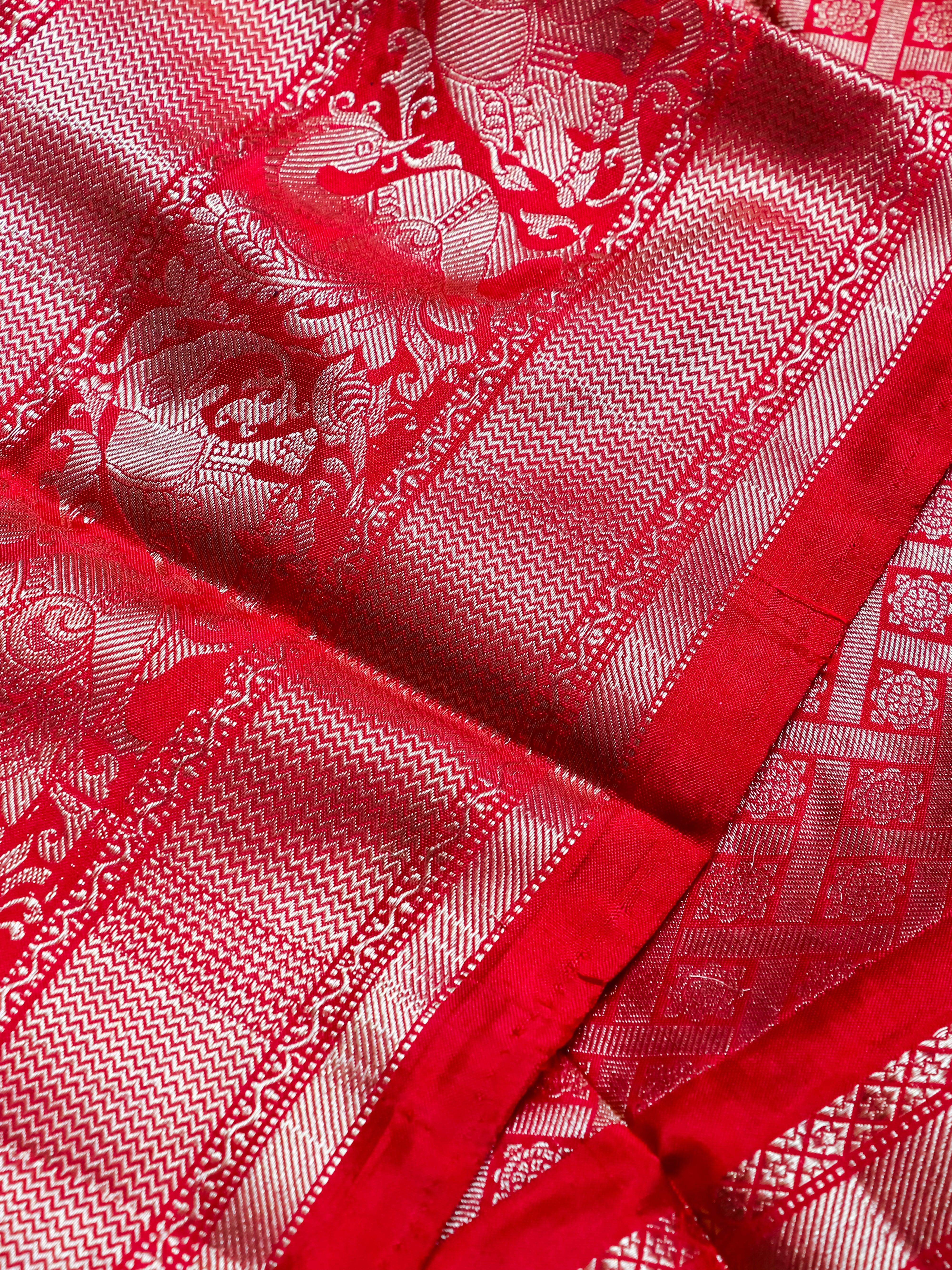 Handwoven Navy Blue  Banarasi Katan Silk Saree - Sumangal Ekam