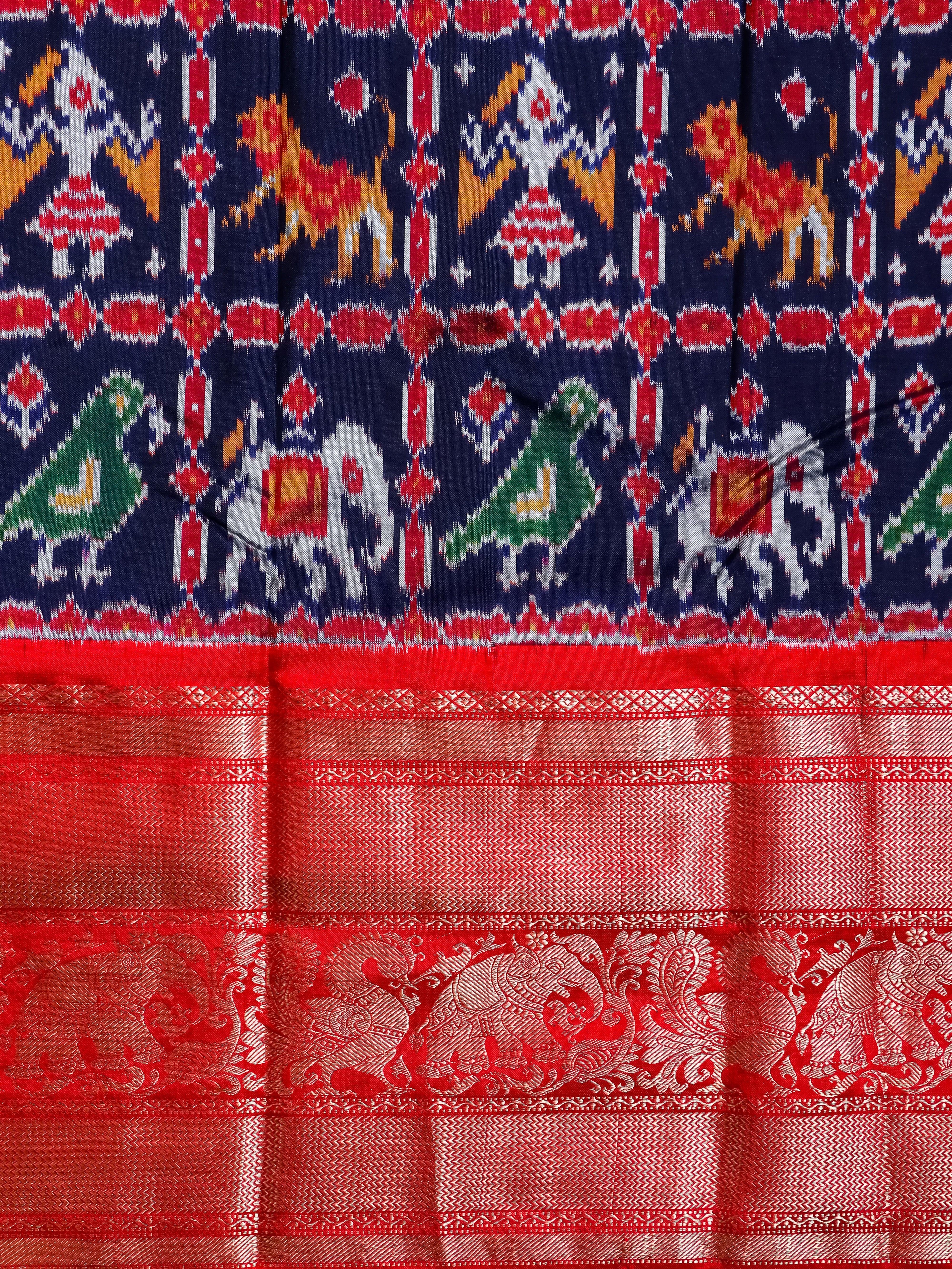 Handwoven Navy Blue  Banarasi Katan Silk Saree - Sumangal Ekam