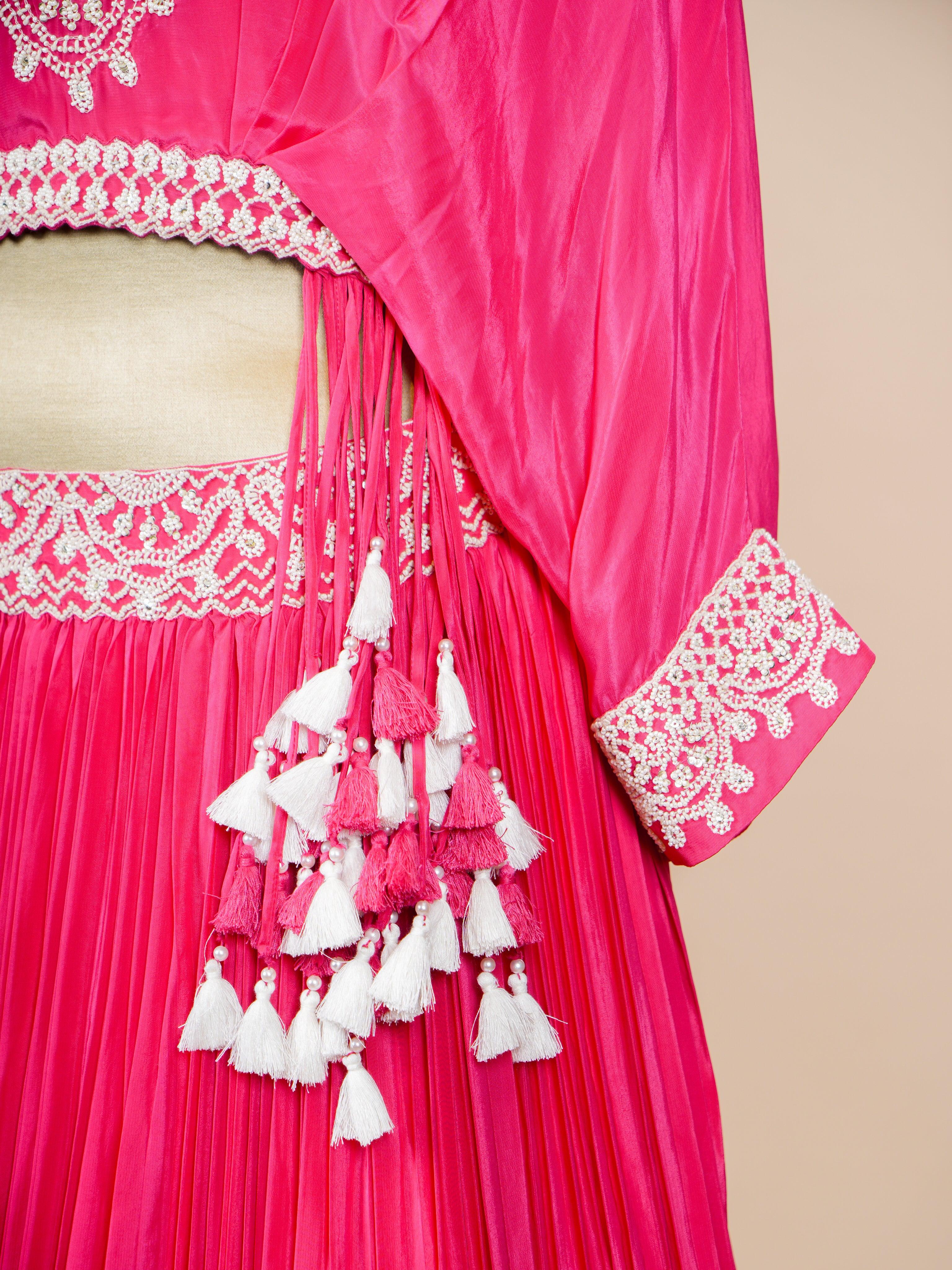 Designer Pink Georgette Party Wear Lehenga - Sumangal Ekam