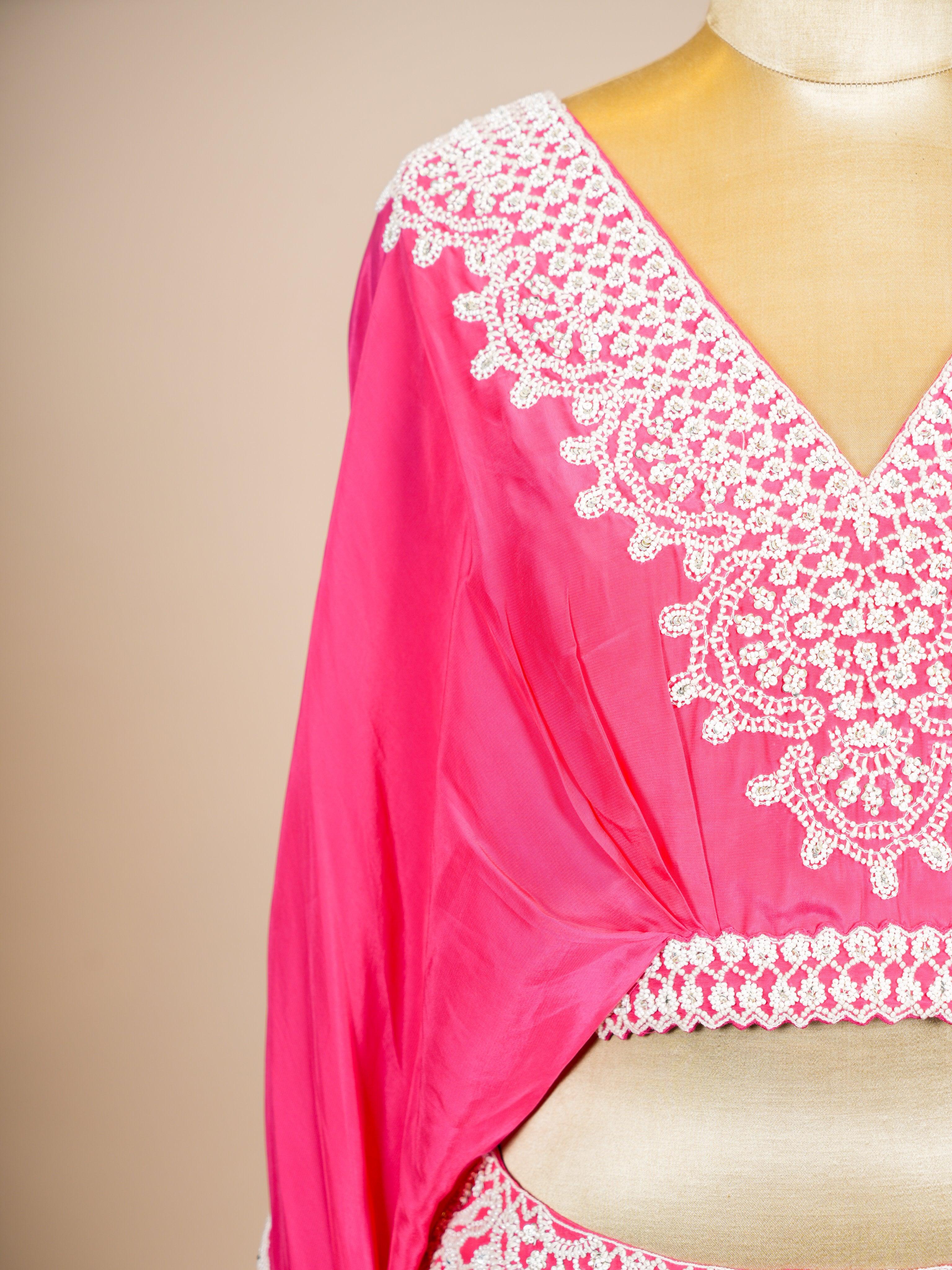 Designer Pink Georgette Party Wear Lehenga - Sumangal Ekam