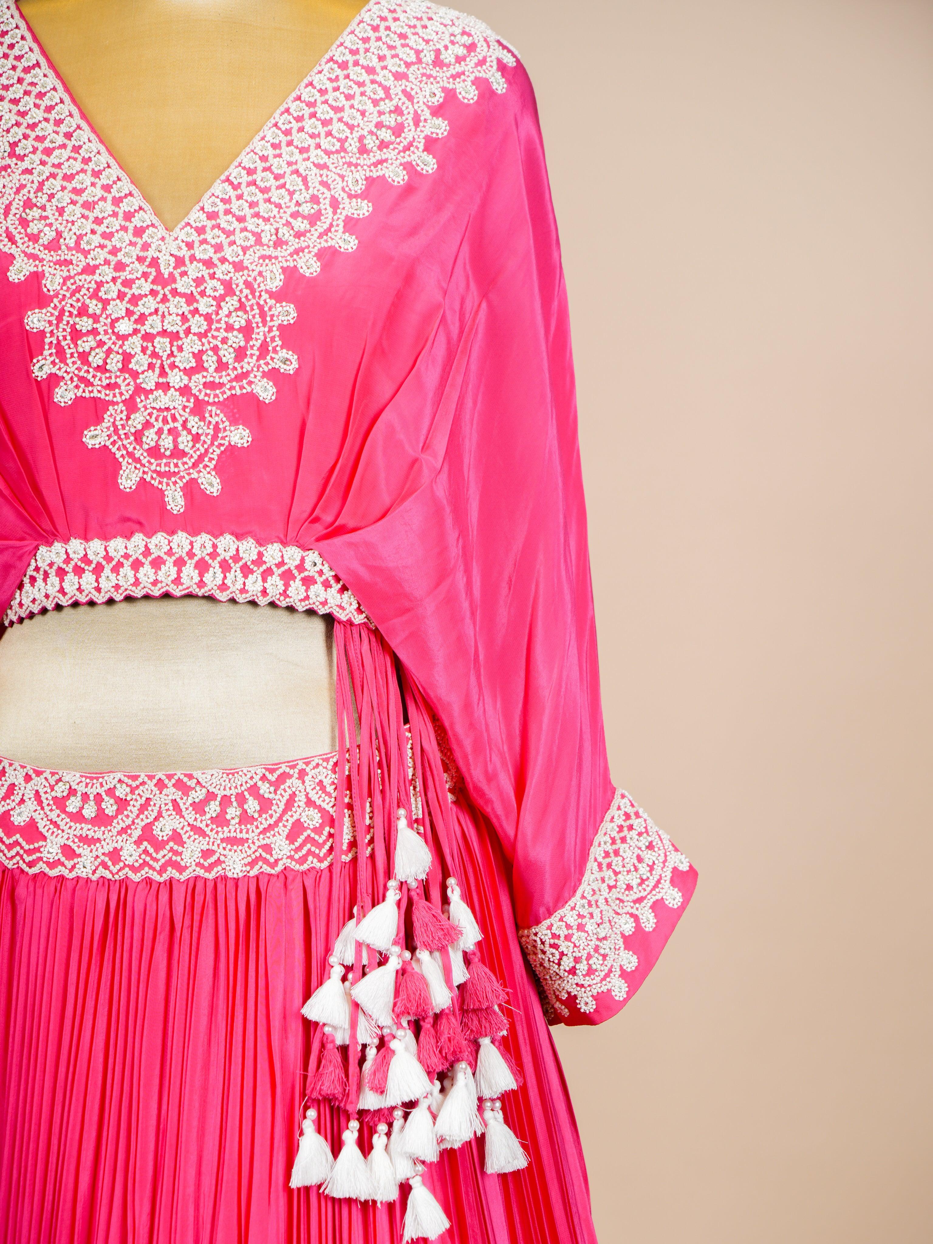 Designer Pink Georgette Party Wear Lehenga - Sumangal Ekam