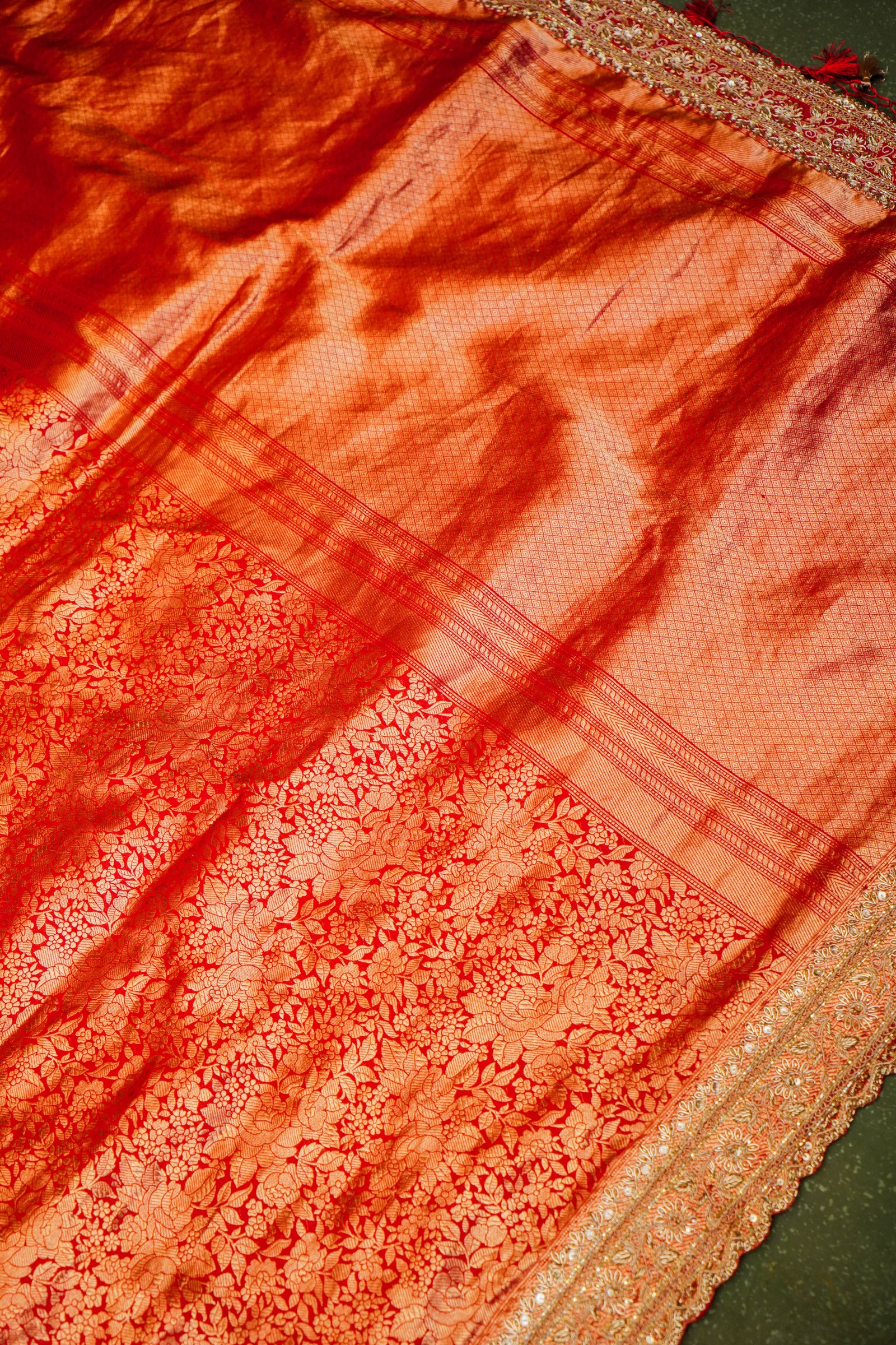 Designer Red Banarasi Katan Silk Saree