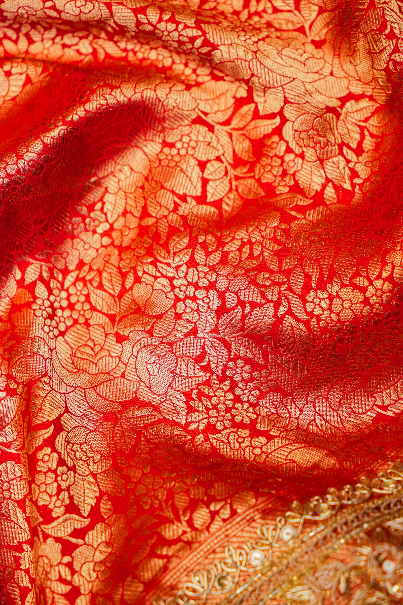 Designer Red Banarasi Katan Silk Saree