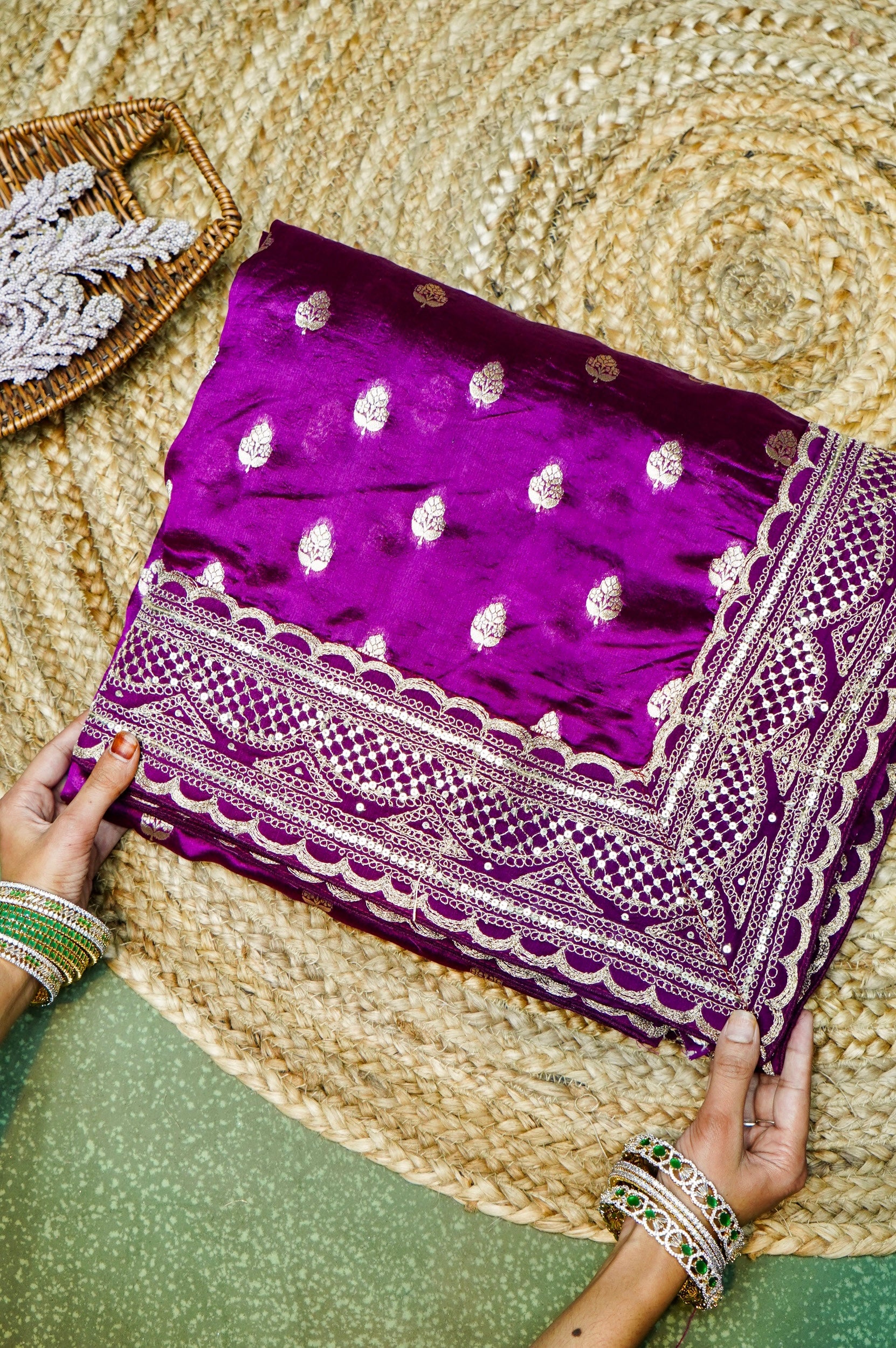 Designer Purple Banarasi Katan Silk Saree