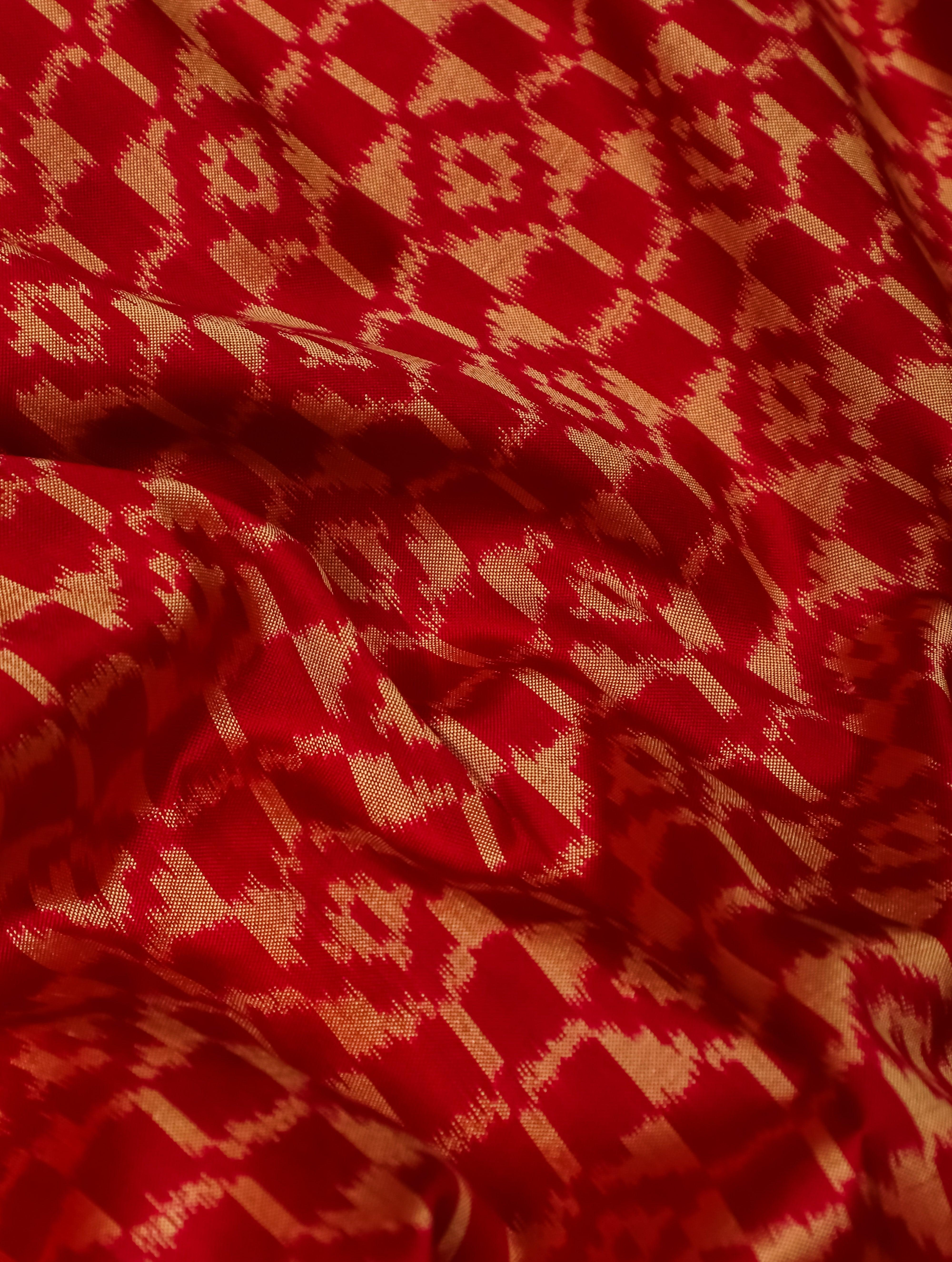 Designer Red Katan Silk Saree - Sumangal Ekam