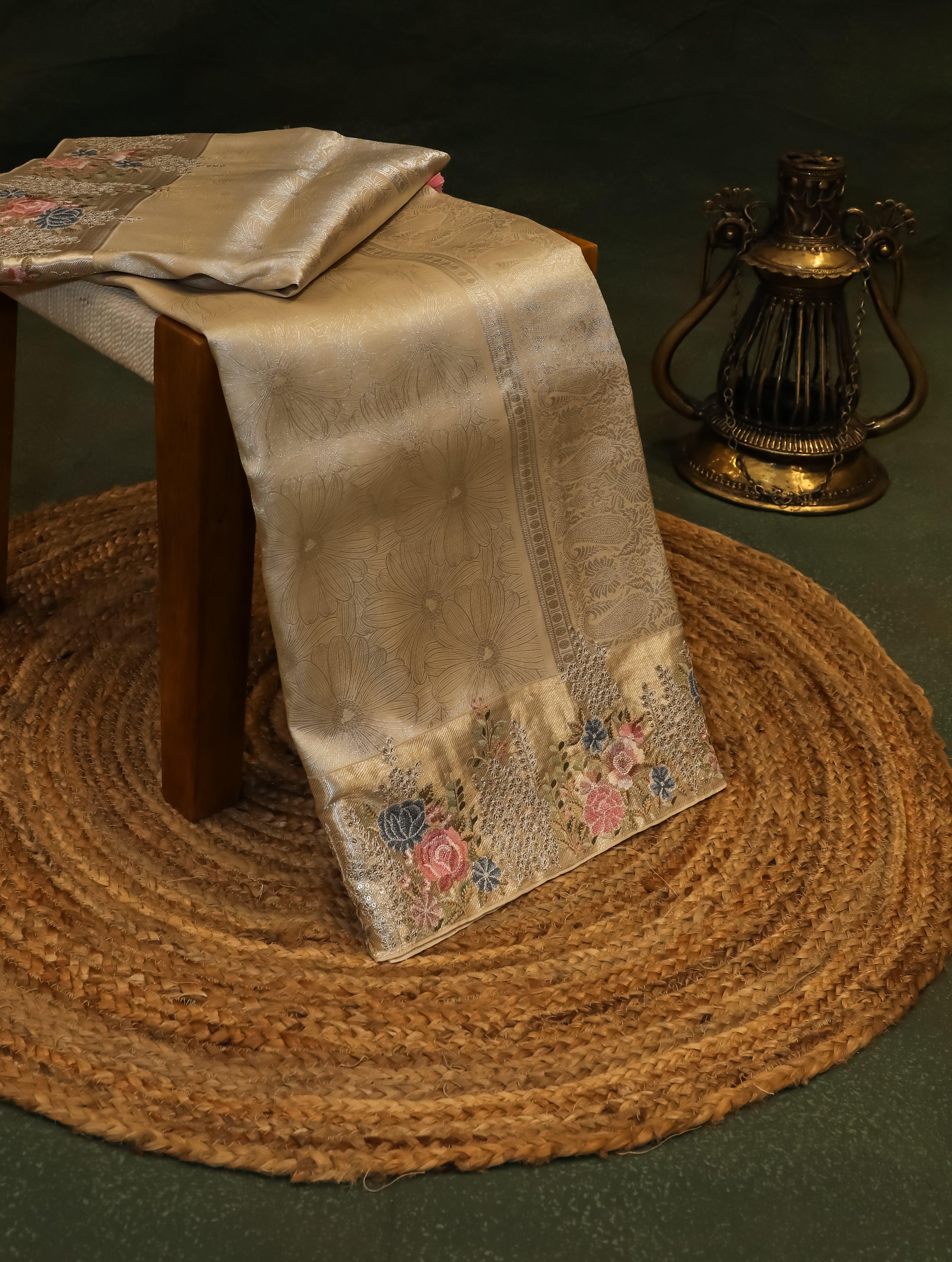 Designer Golden Katan Silk Saree - Sumangal Ekam