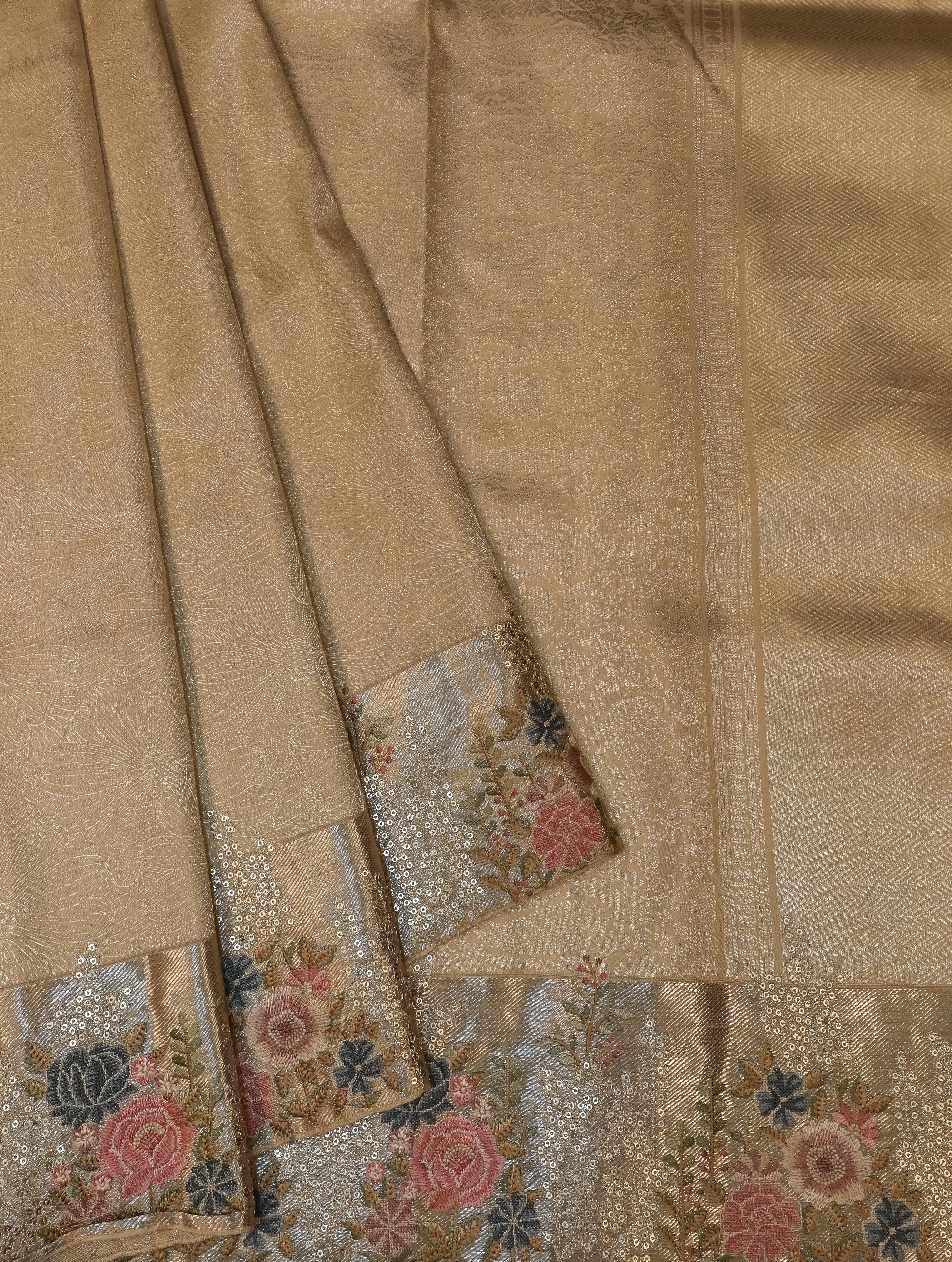 Designer Golden Katan Silk Saree - Sumangal Ekam