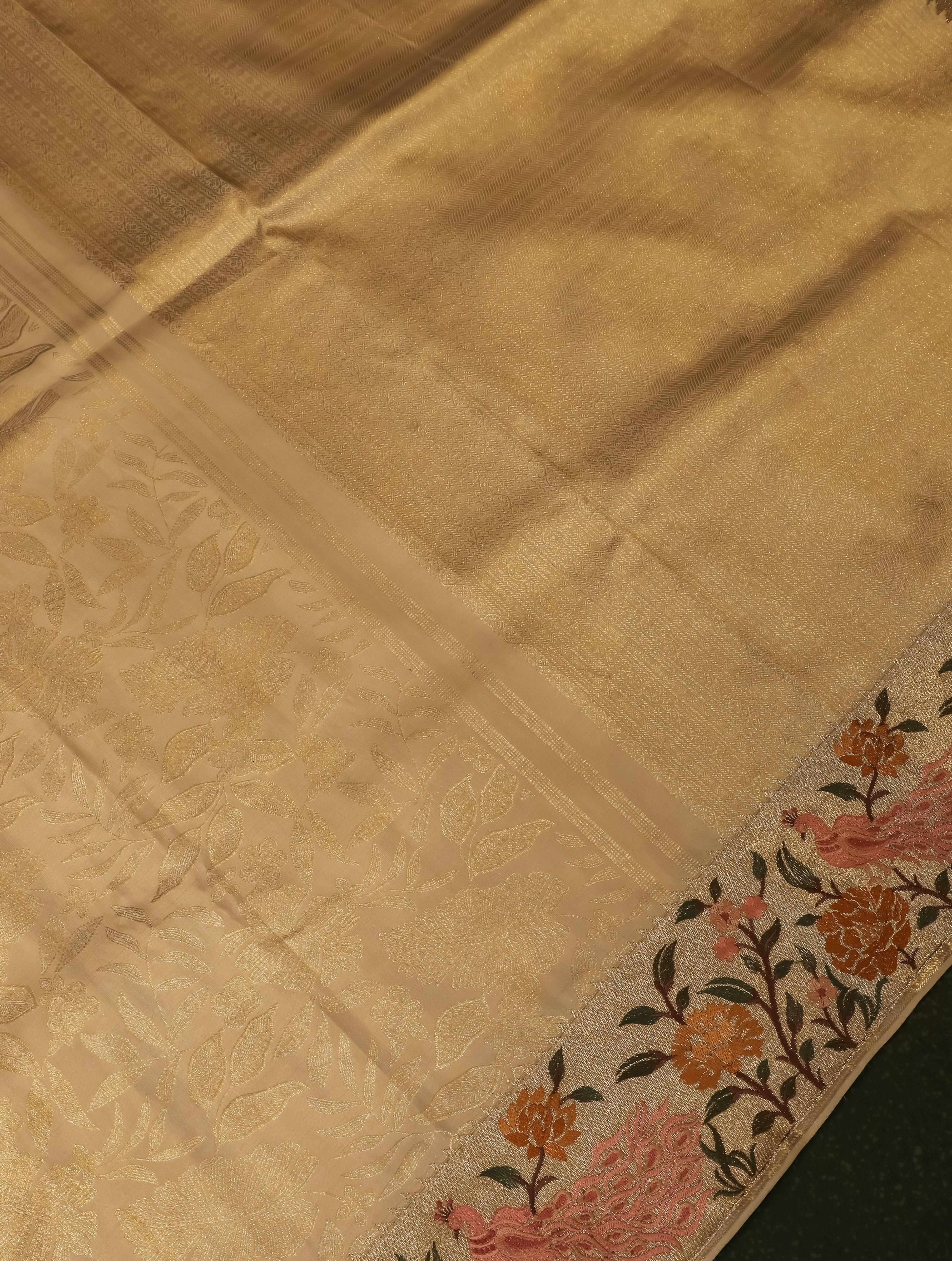 Designer Golden Katan Silk Saree - Sumangal Ekam