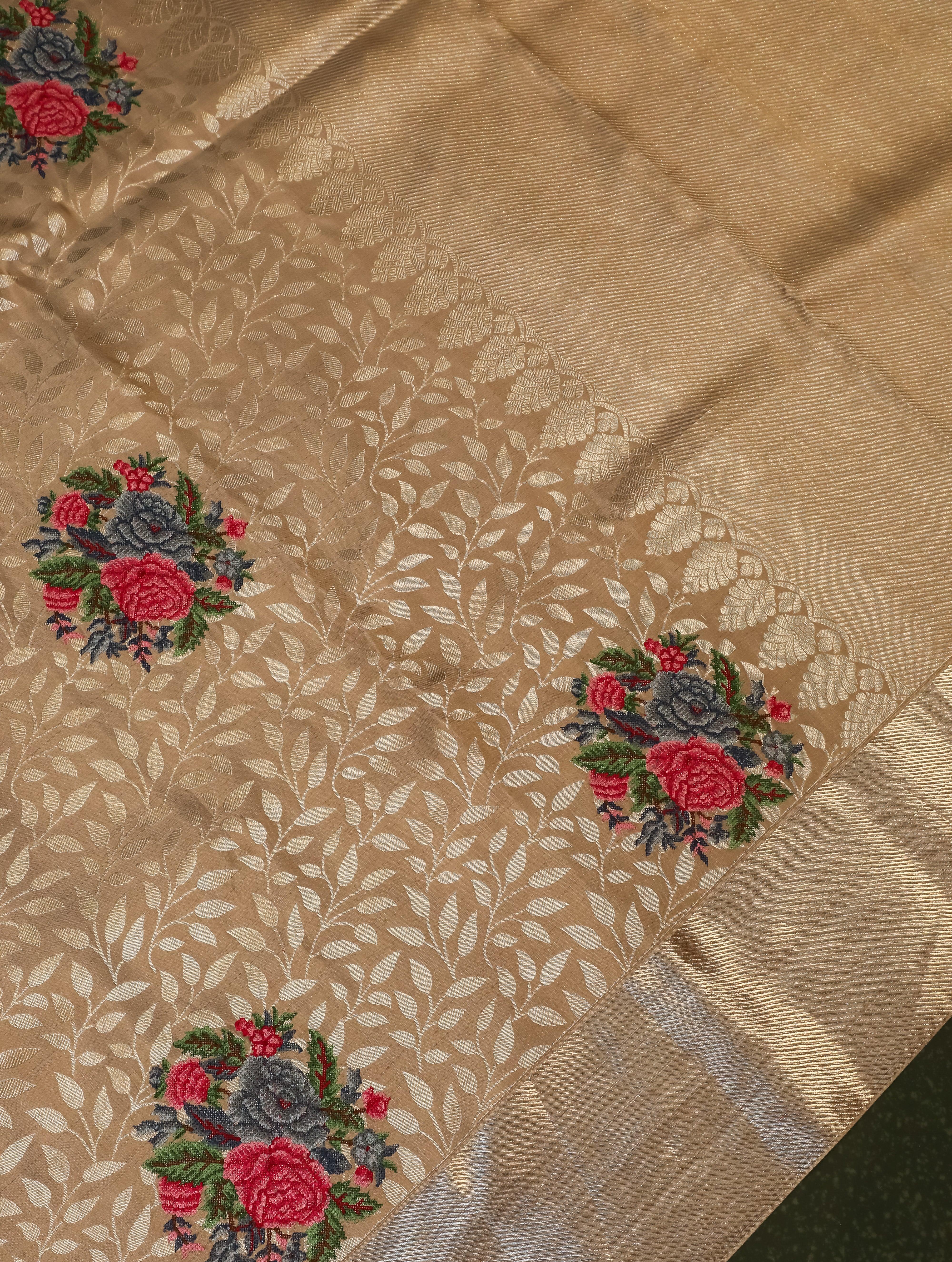 Designer Golden Katan Silk Saree - Sumangal Ekam