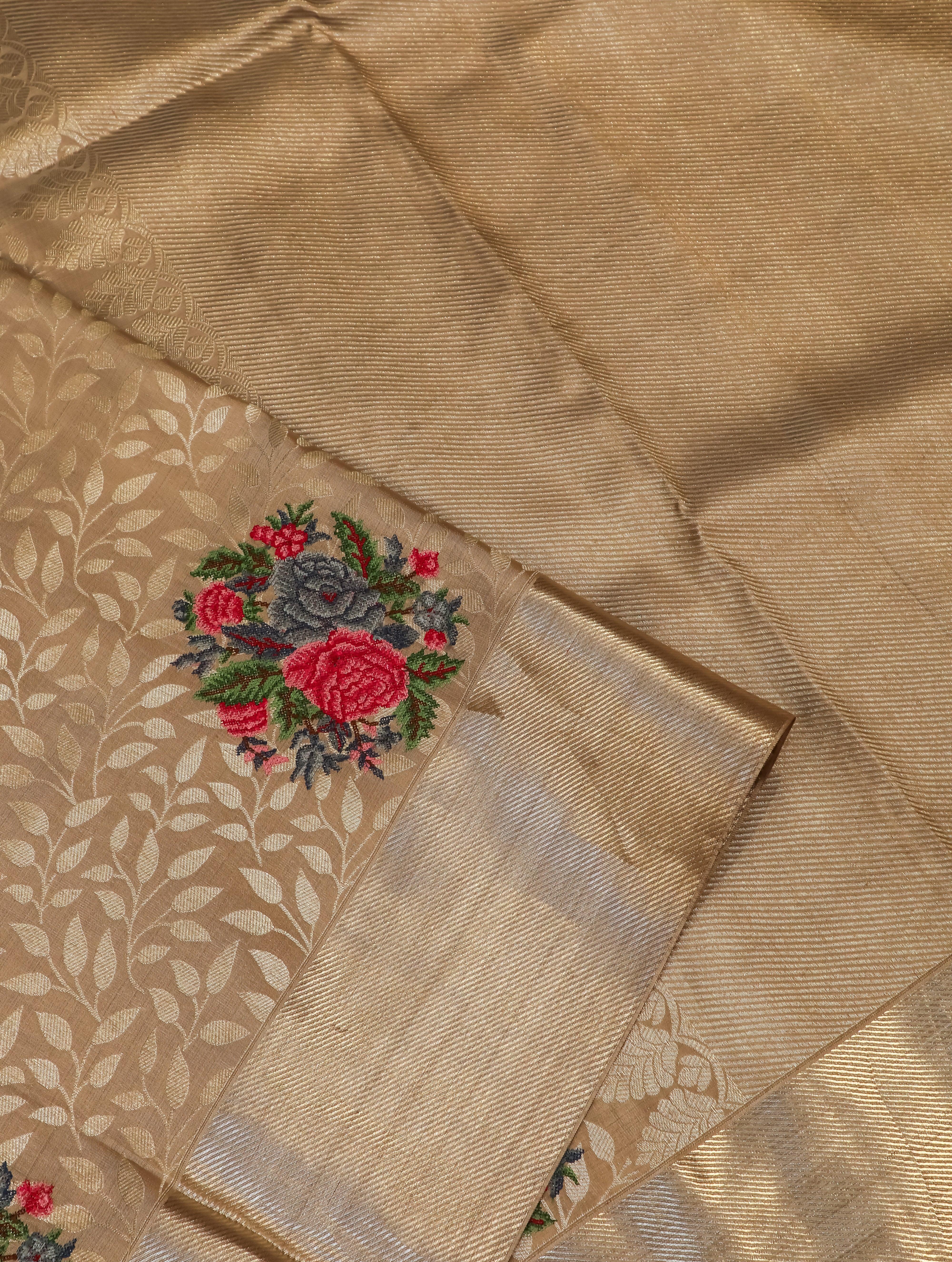 Designer Golden Katan Silk Saree - Sumangal Ekam