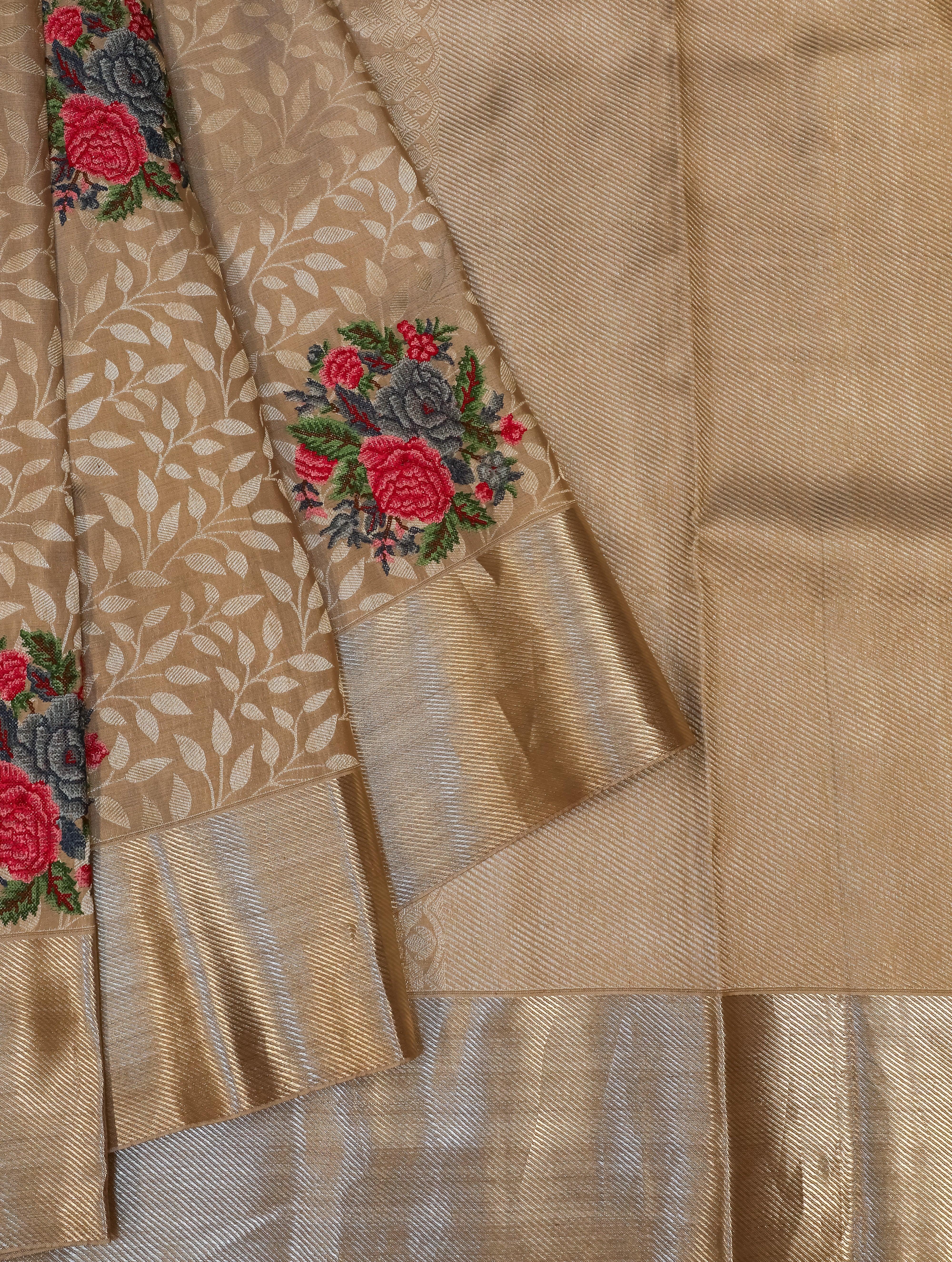 Designer Golden Katan Silk Saree - Sumangal Ekam