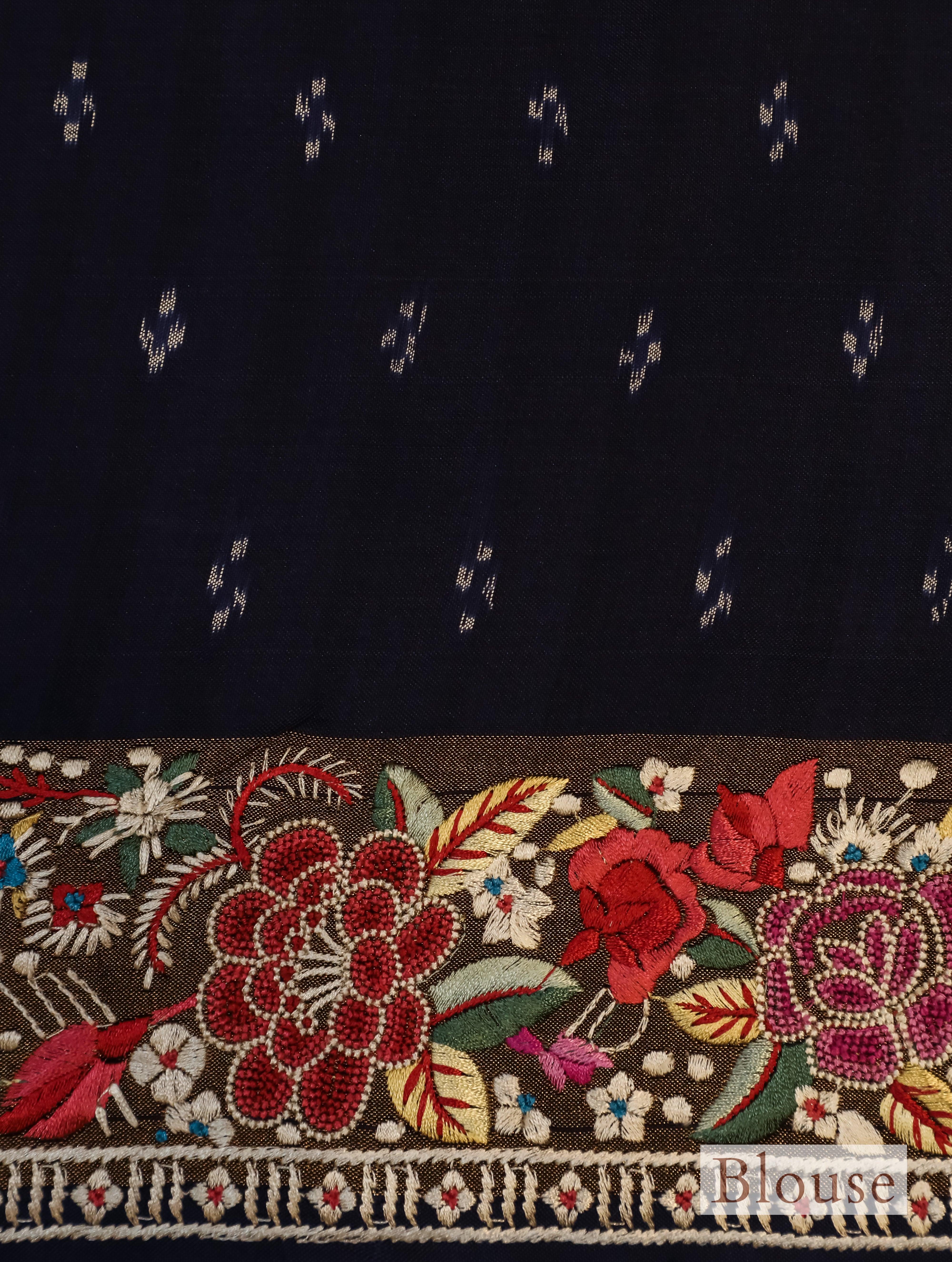 Designer Navy Blue Katan Silk Saree - Sumangal Ekam