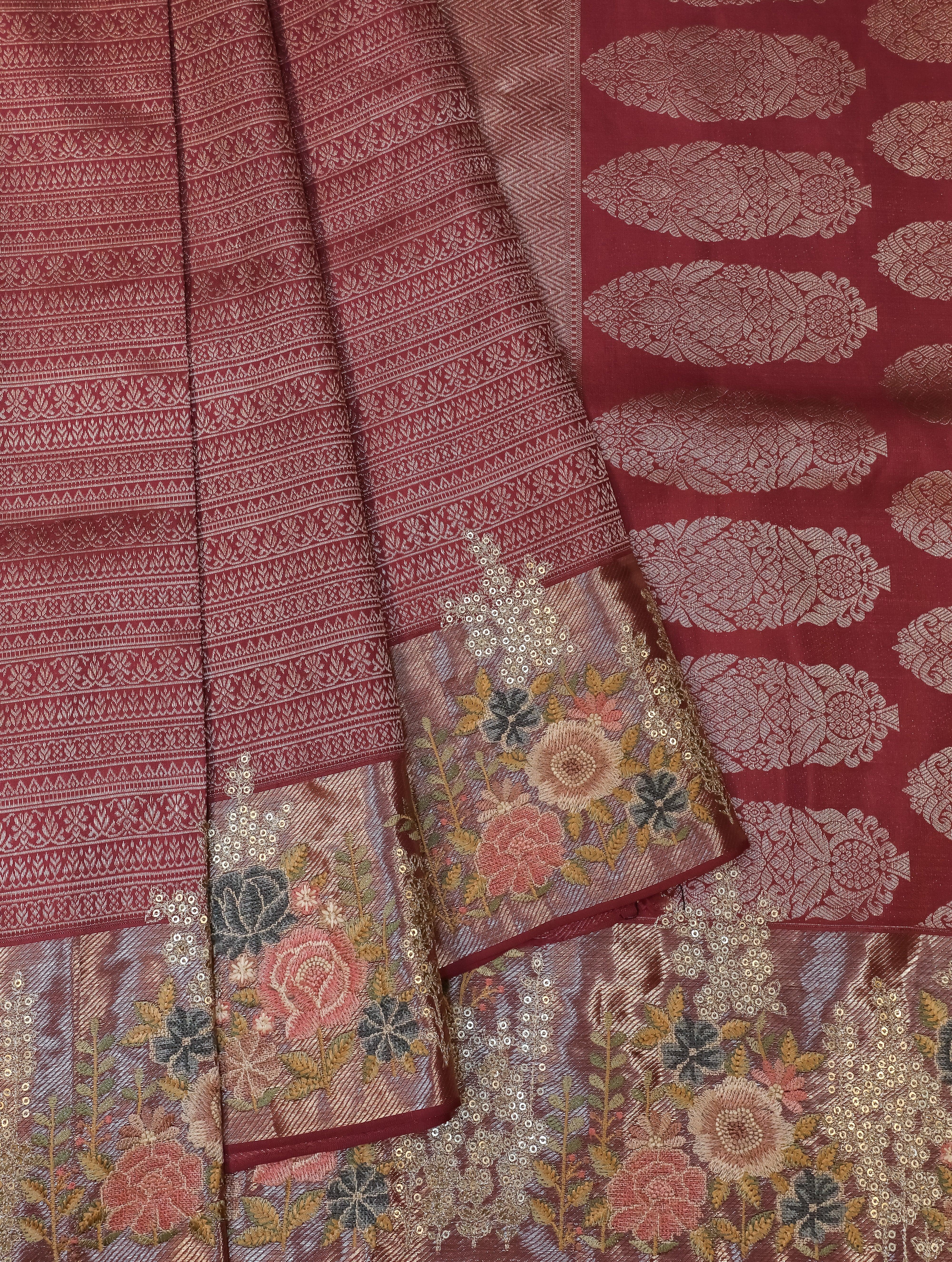 Designer Magenta Katan Silk Saree - Sumangal Ekam