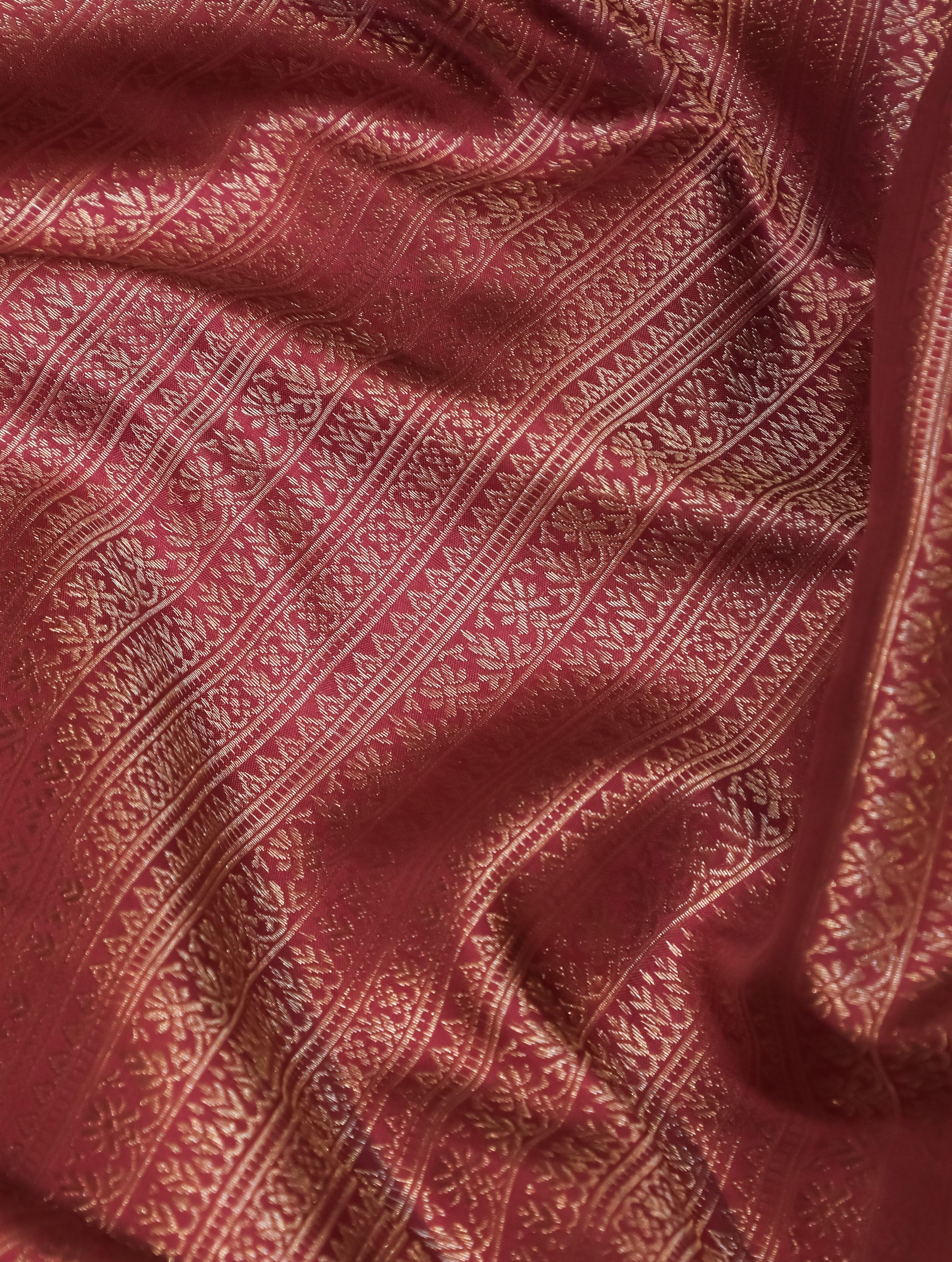 Designer Magenta Katan Silk Saree - Sumangal Ekam