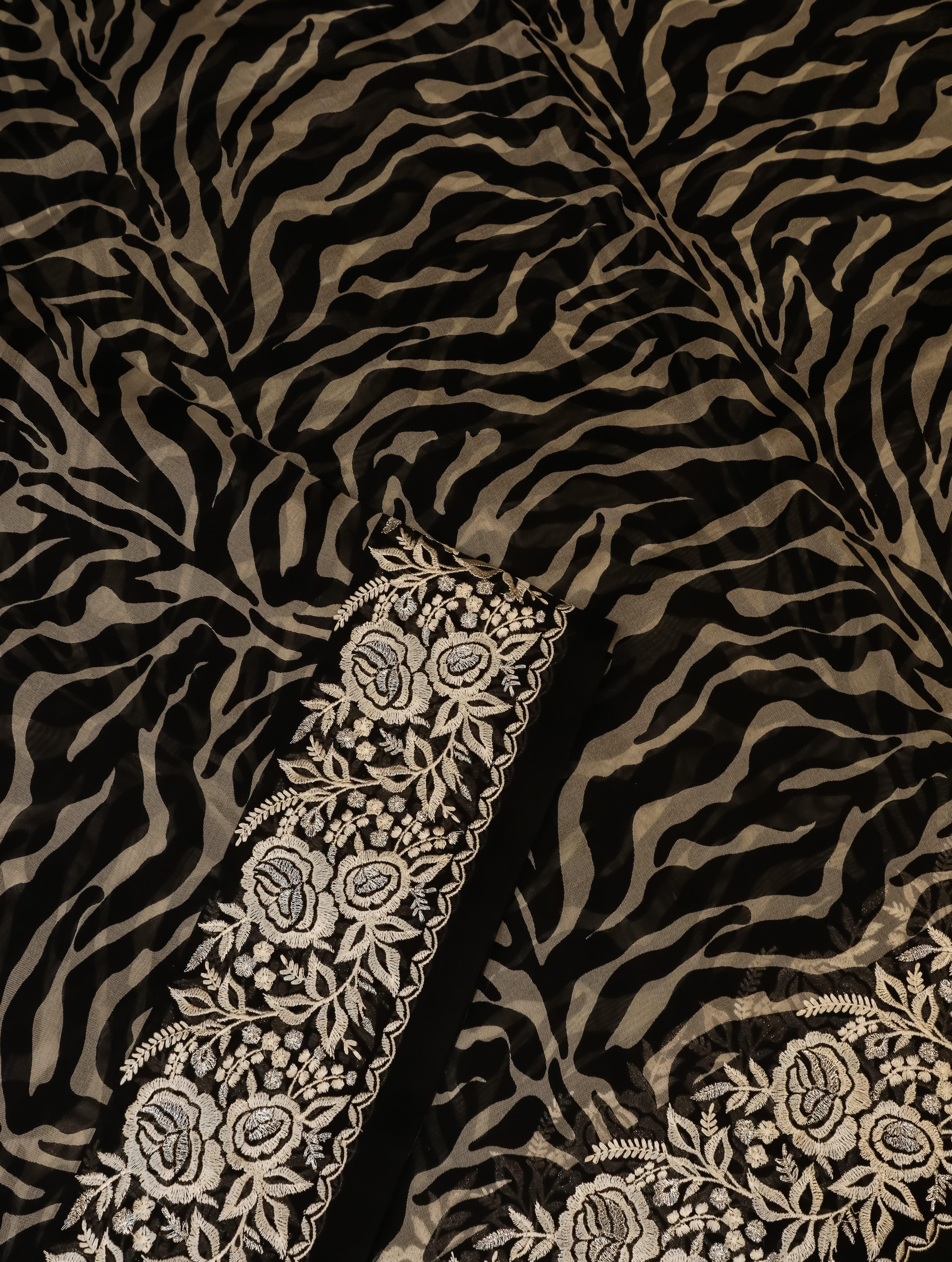 Designer Black Organza Silk Saree - Sumangal Ekam