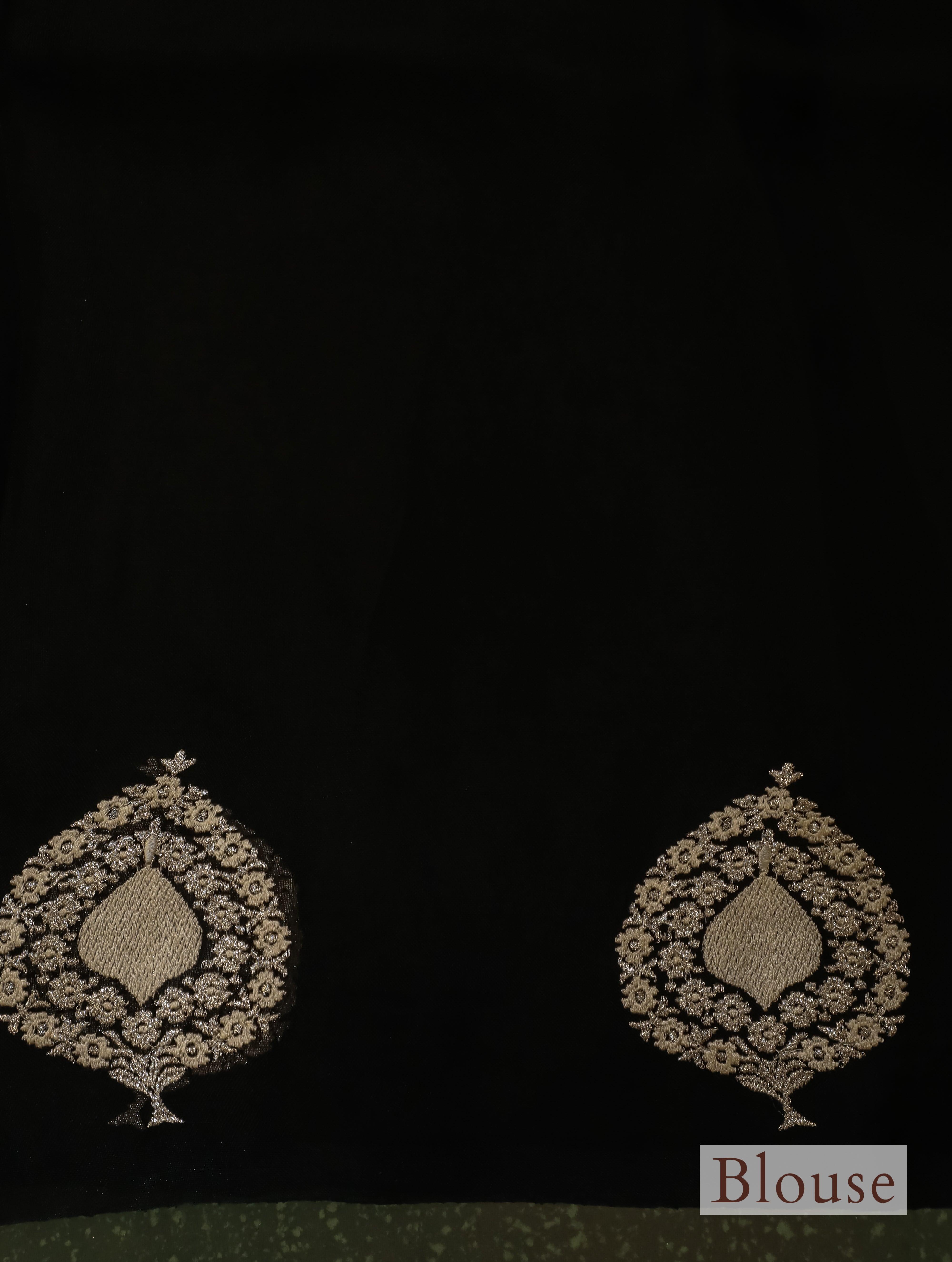 Designer Black Organza Silk Saree - Sumangal Ekam