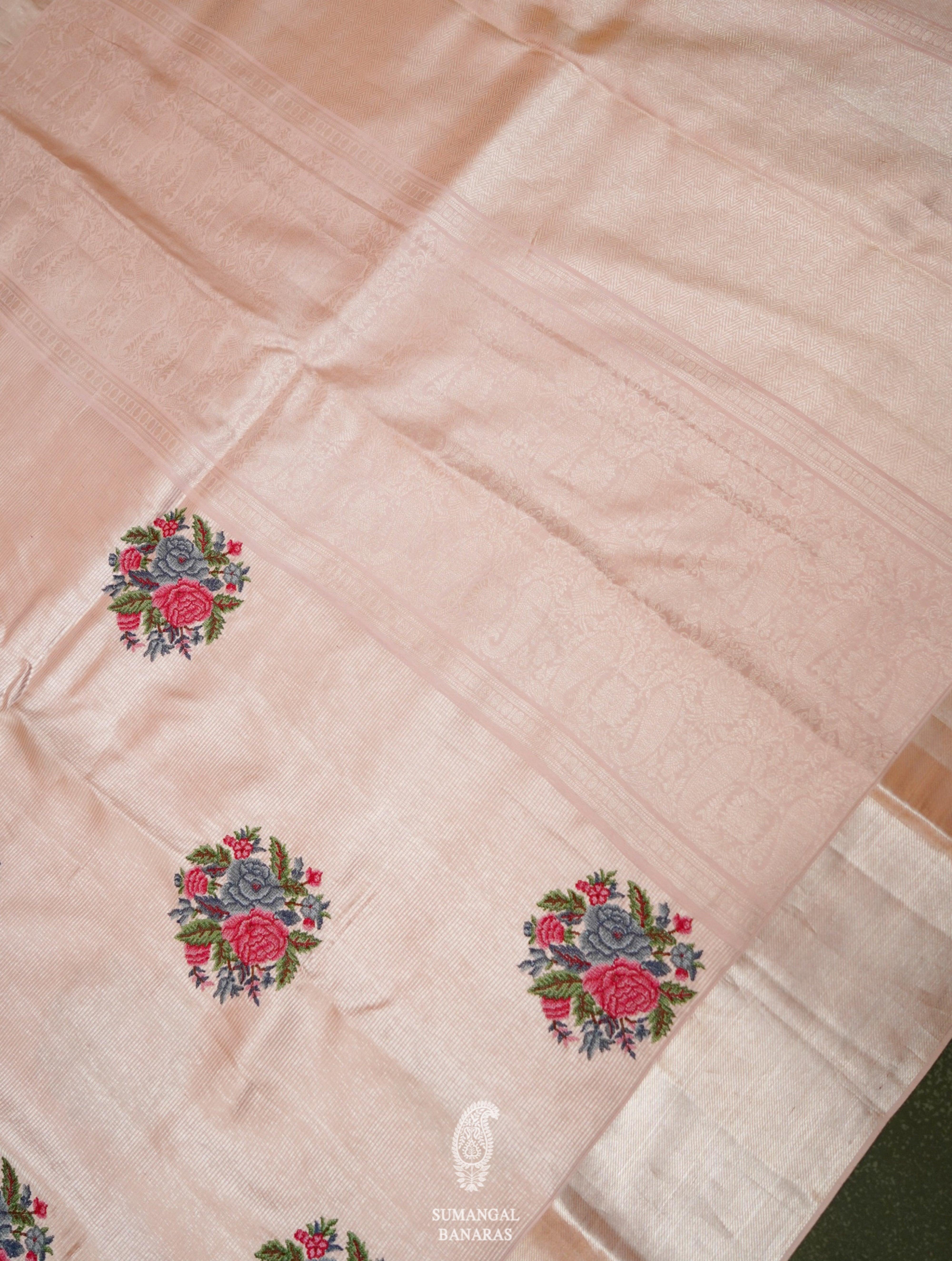 Designer Light Pink Katan Silk Saree