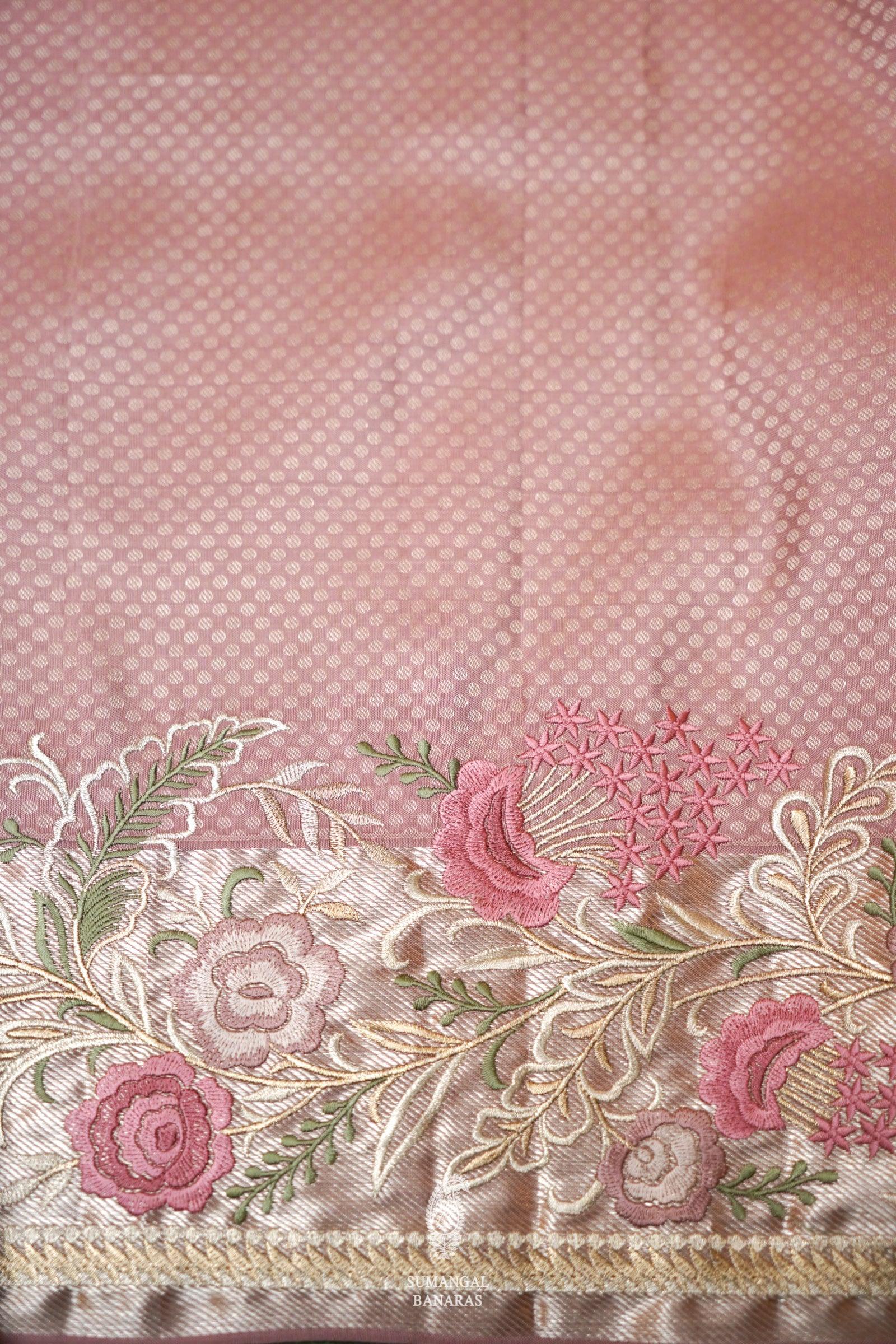 Designer Light Pink Katan Silk Saree