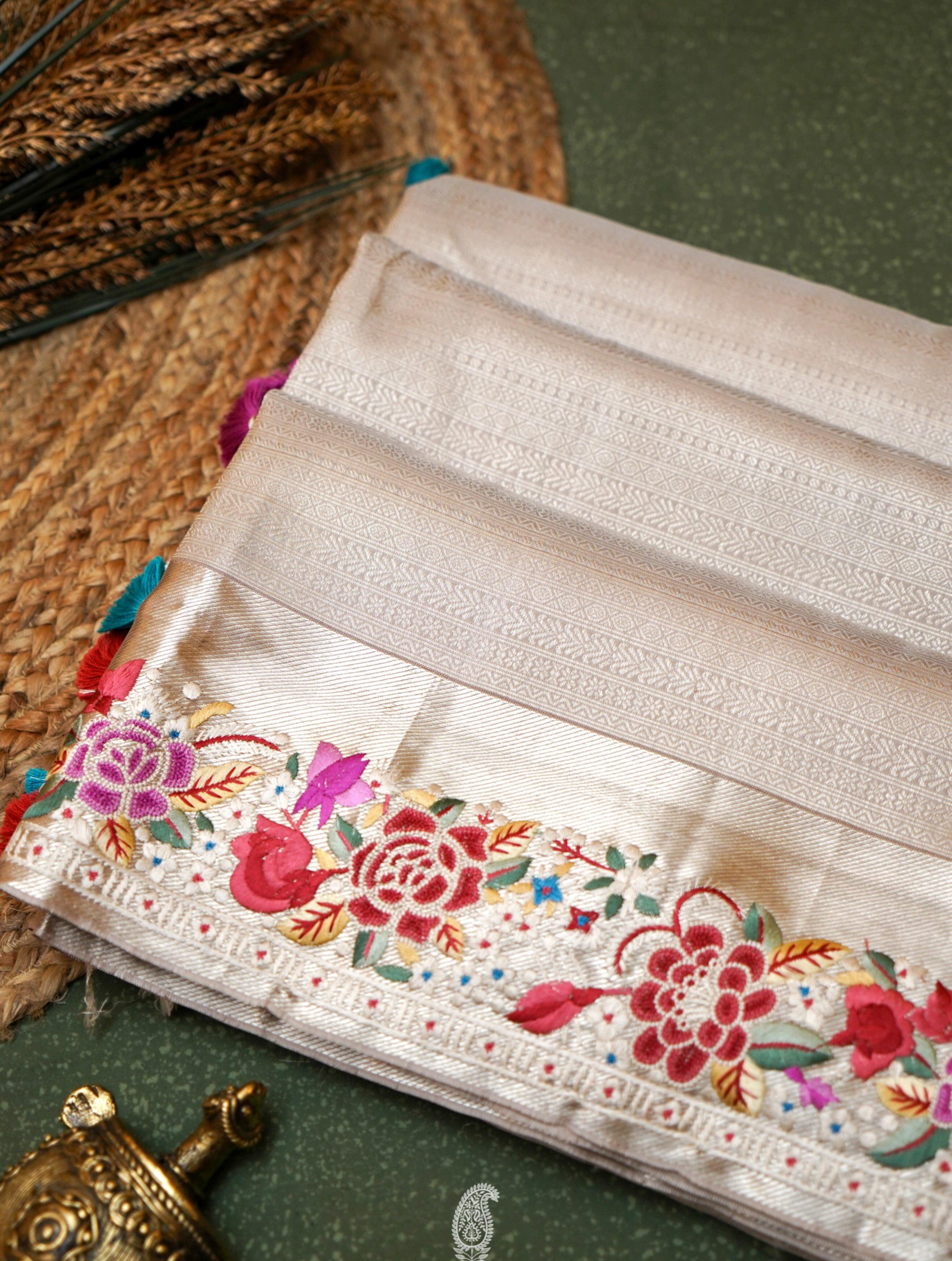 Designer Grey Katan Silk Saree