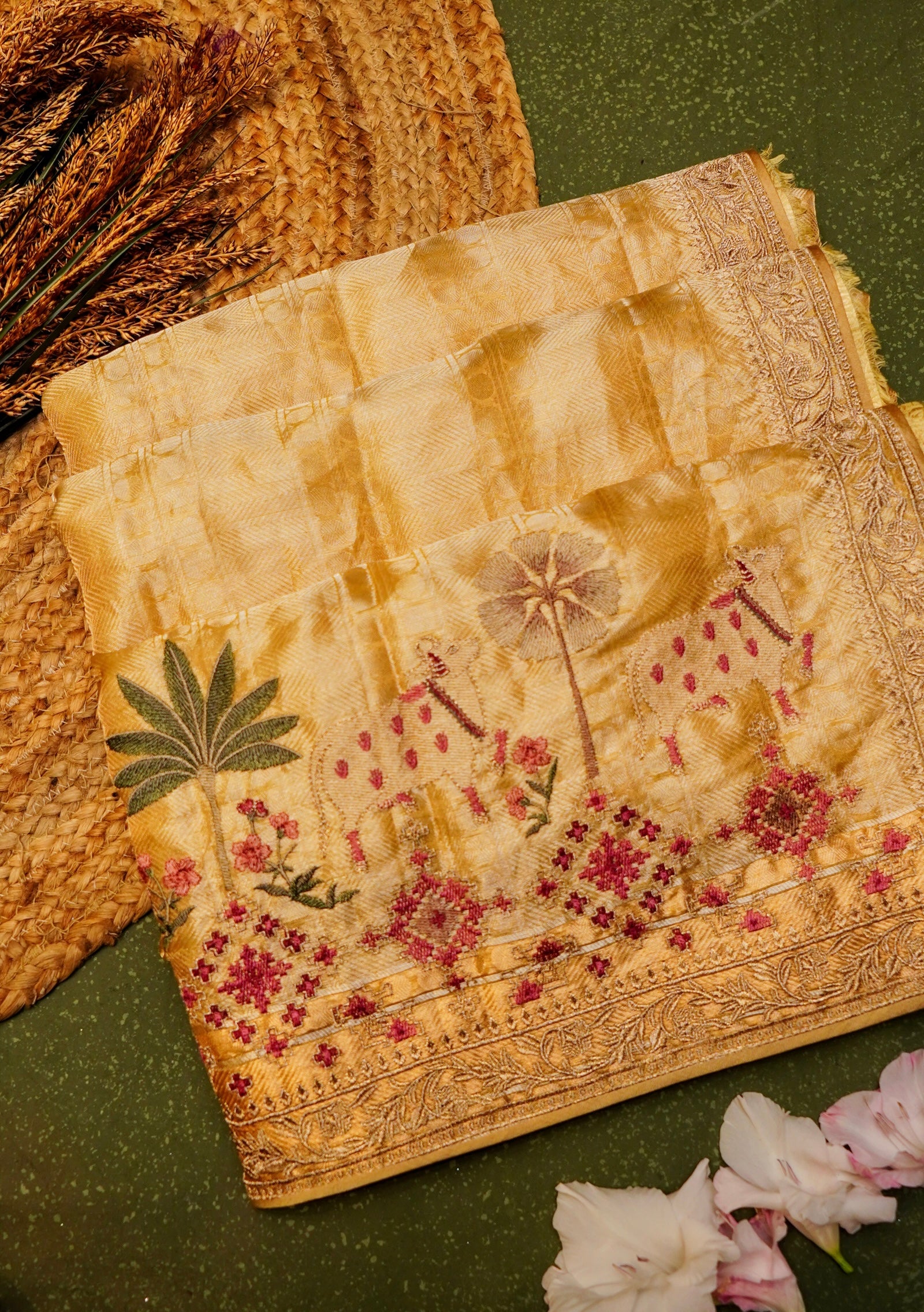 Designer Golden Tissue Silk Saree