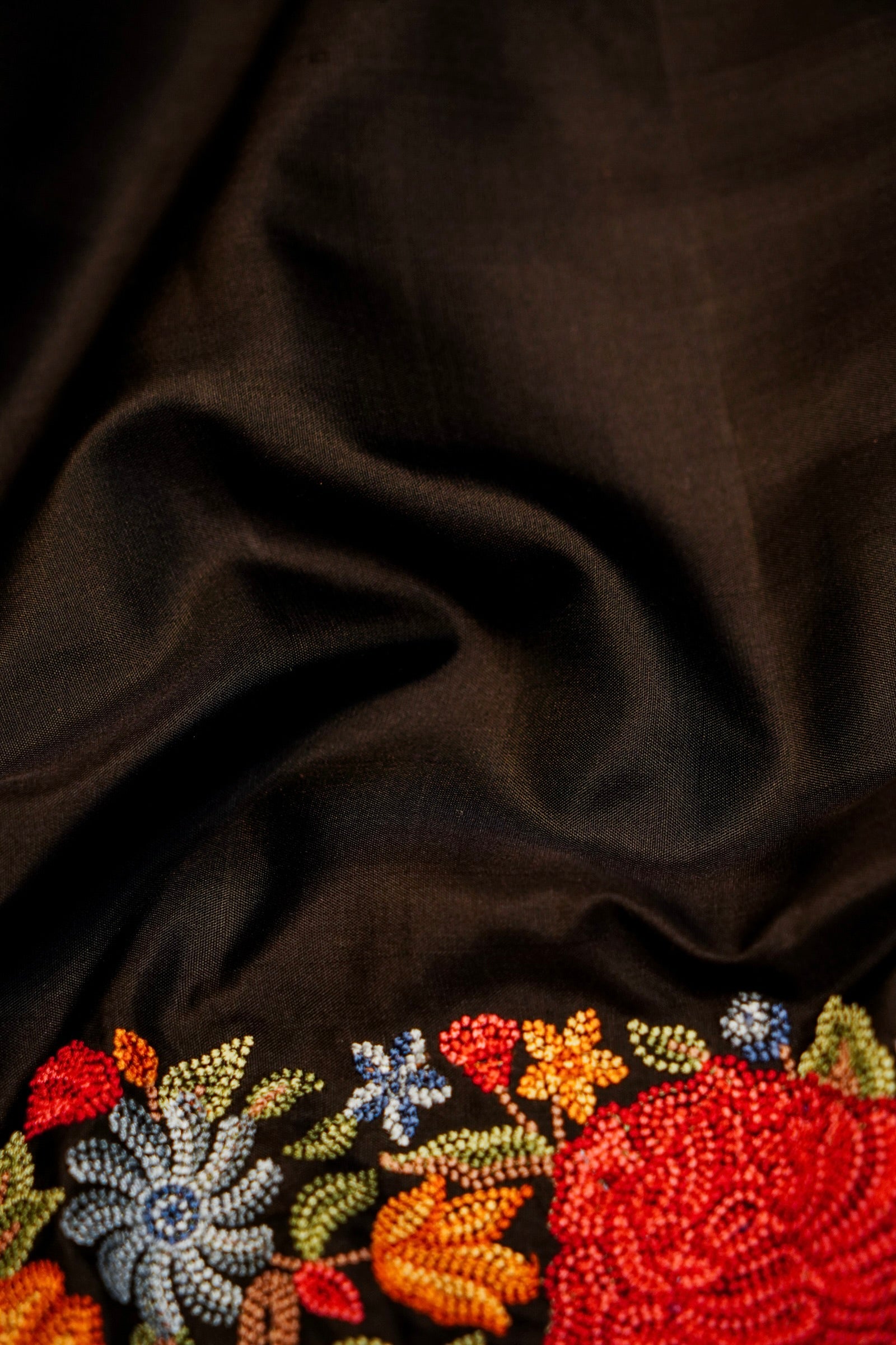 Designer Black Moonga Silk Saree