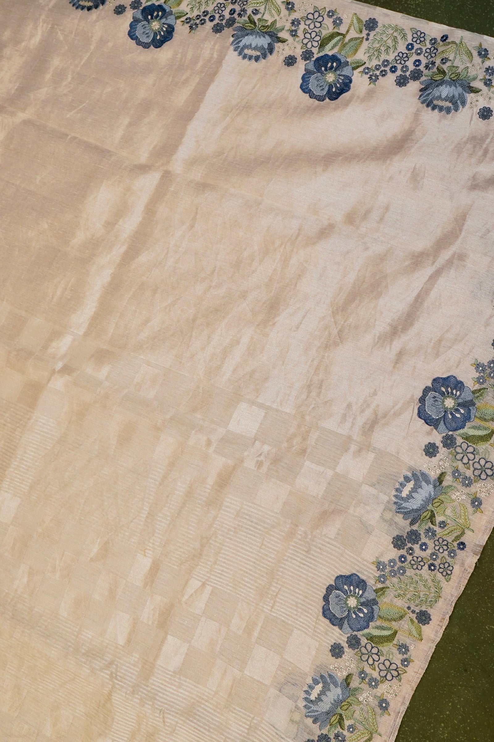 Designer Silver Linen Silk Saree