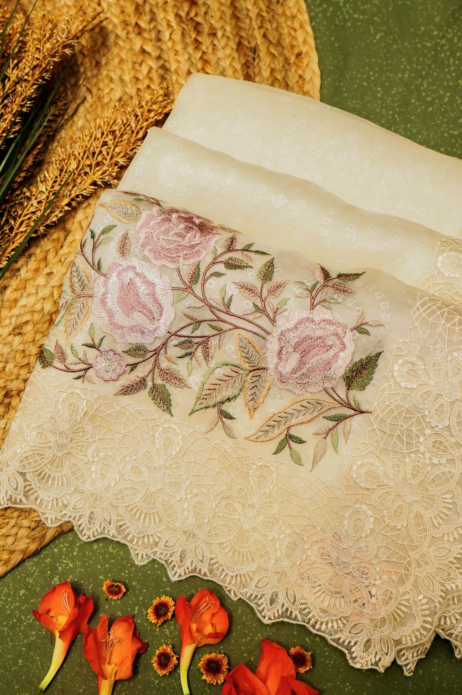 Designer Off White Organza Saree