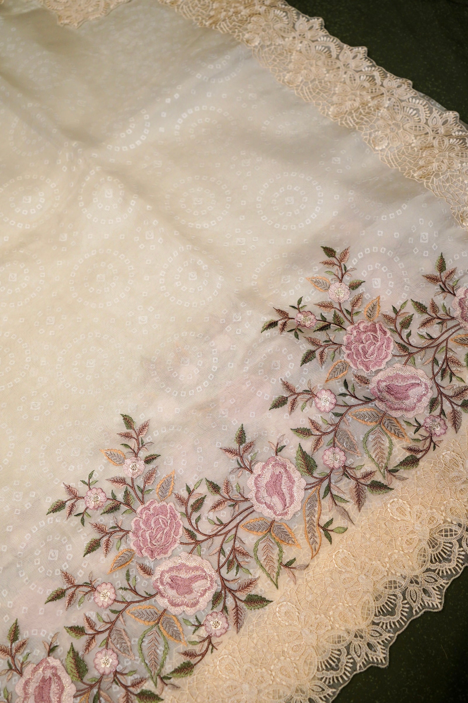 Designer Off White Organza Saree