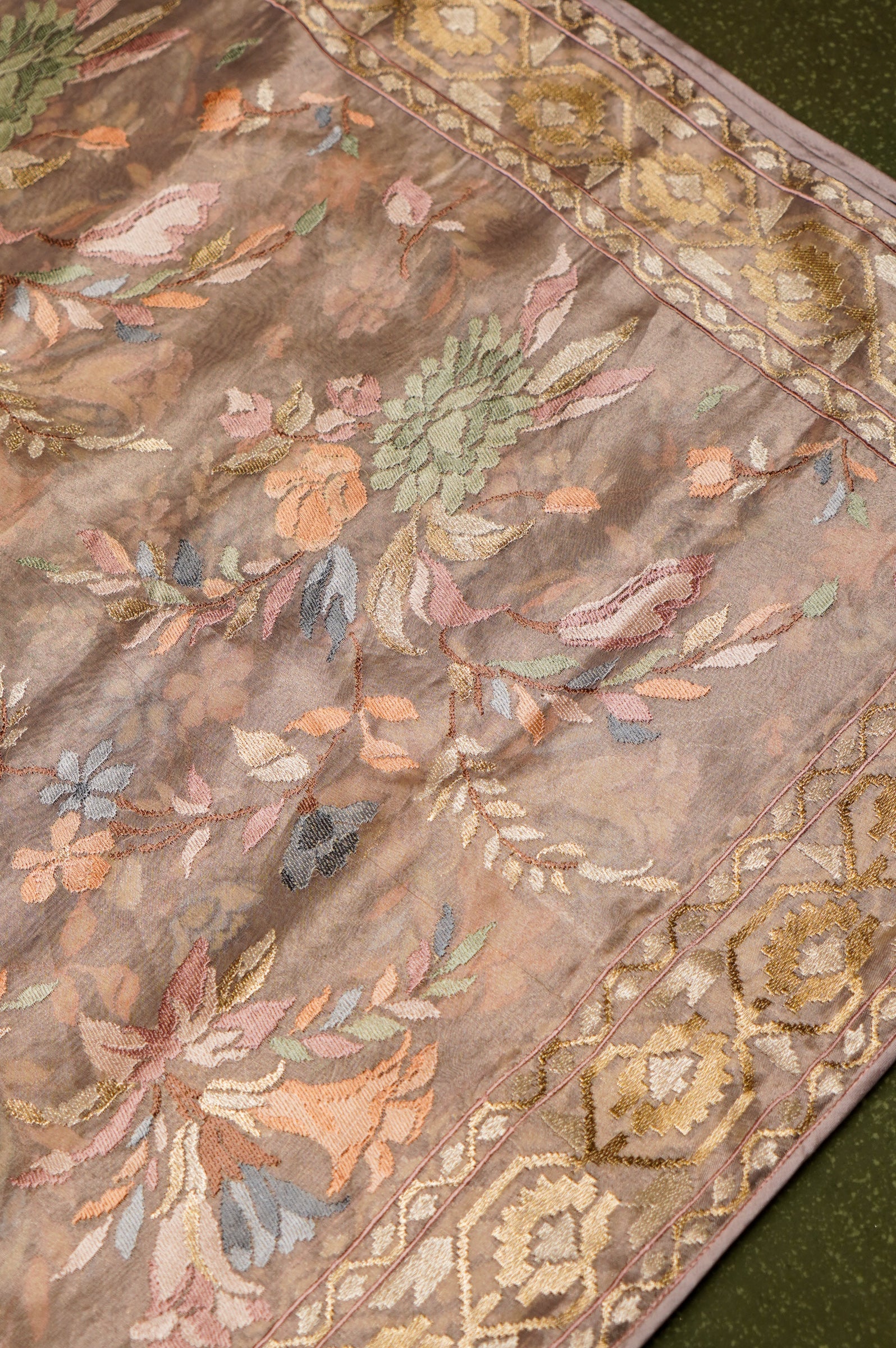 Designer Rose Gold Tissue Silk Suit