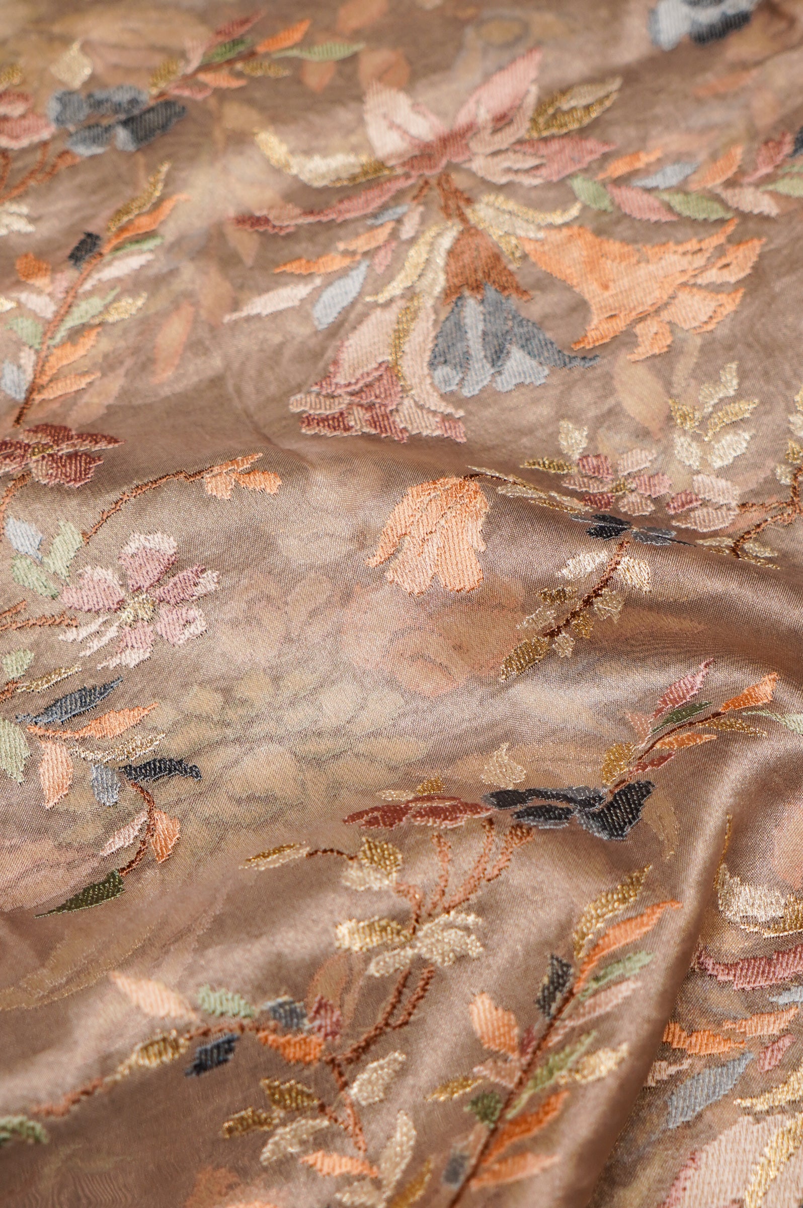 Designer Rose Gold Tissue Silk Suit