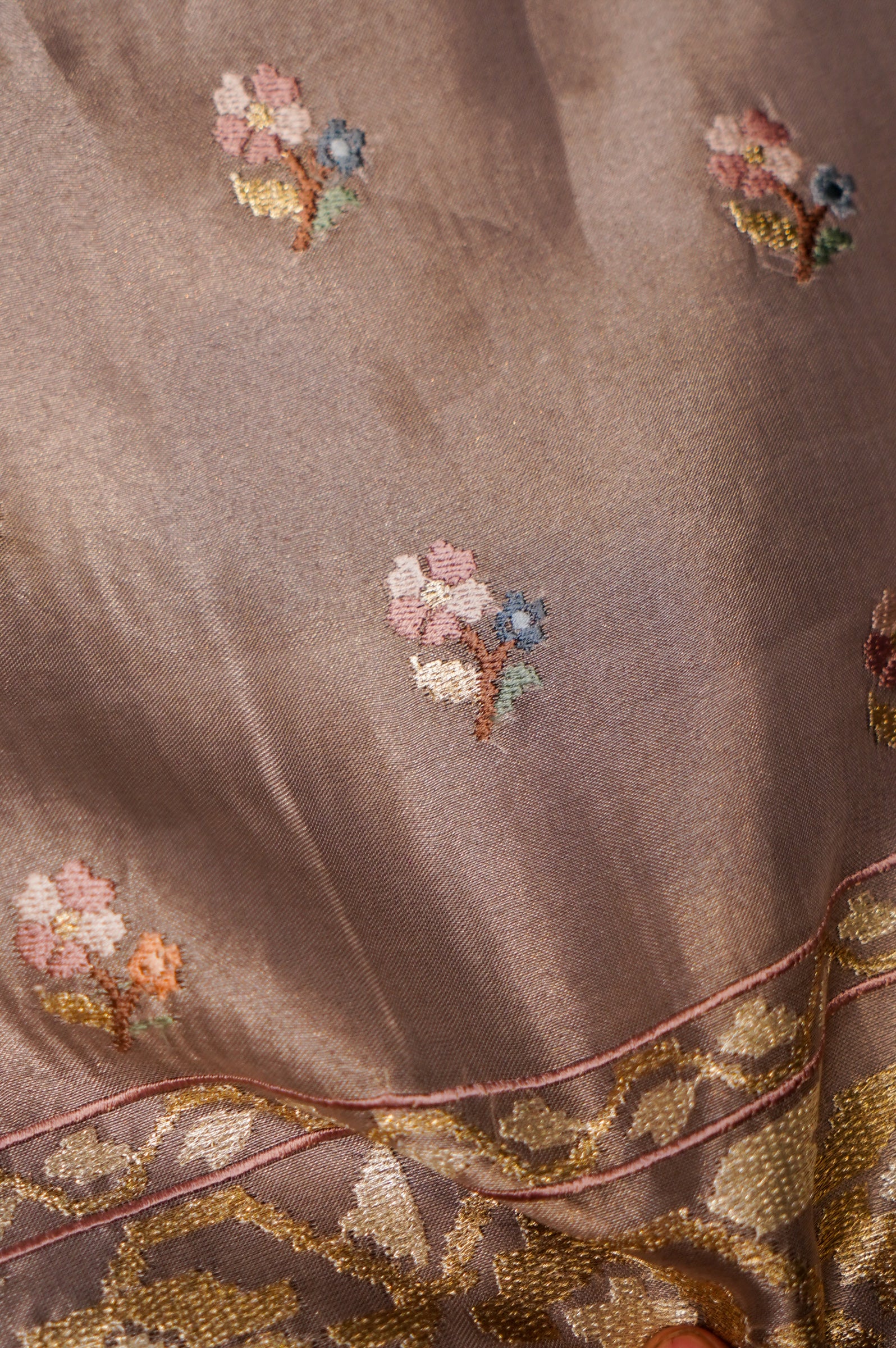 Designer Rose Gold Tissue Silk Suit