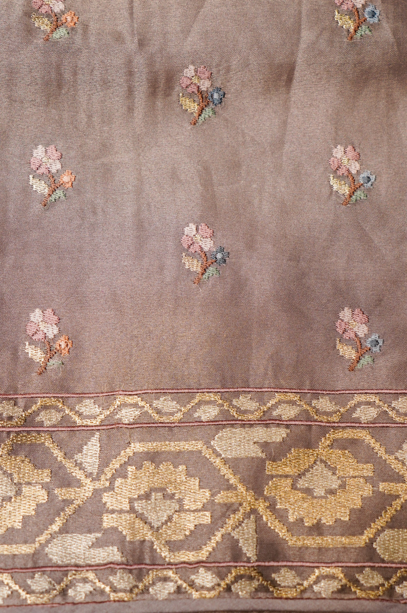 Designer Rose Gold Tissue Silk Suit