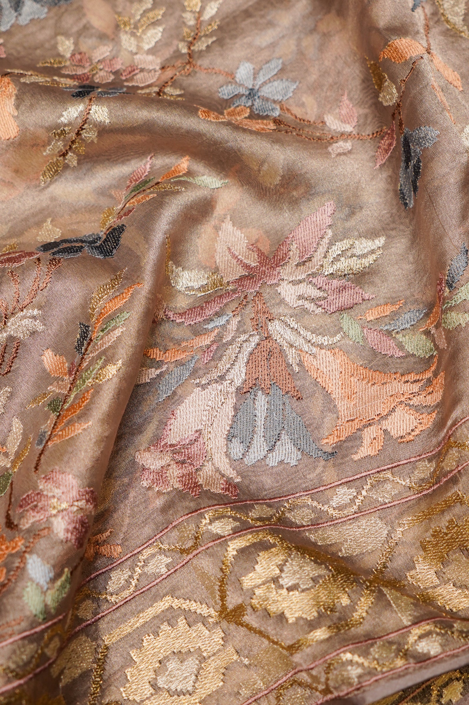 Designer Rose Gold Tissue Silk Suit