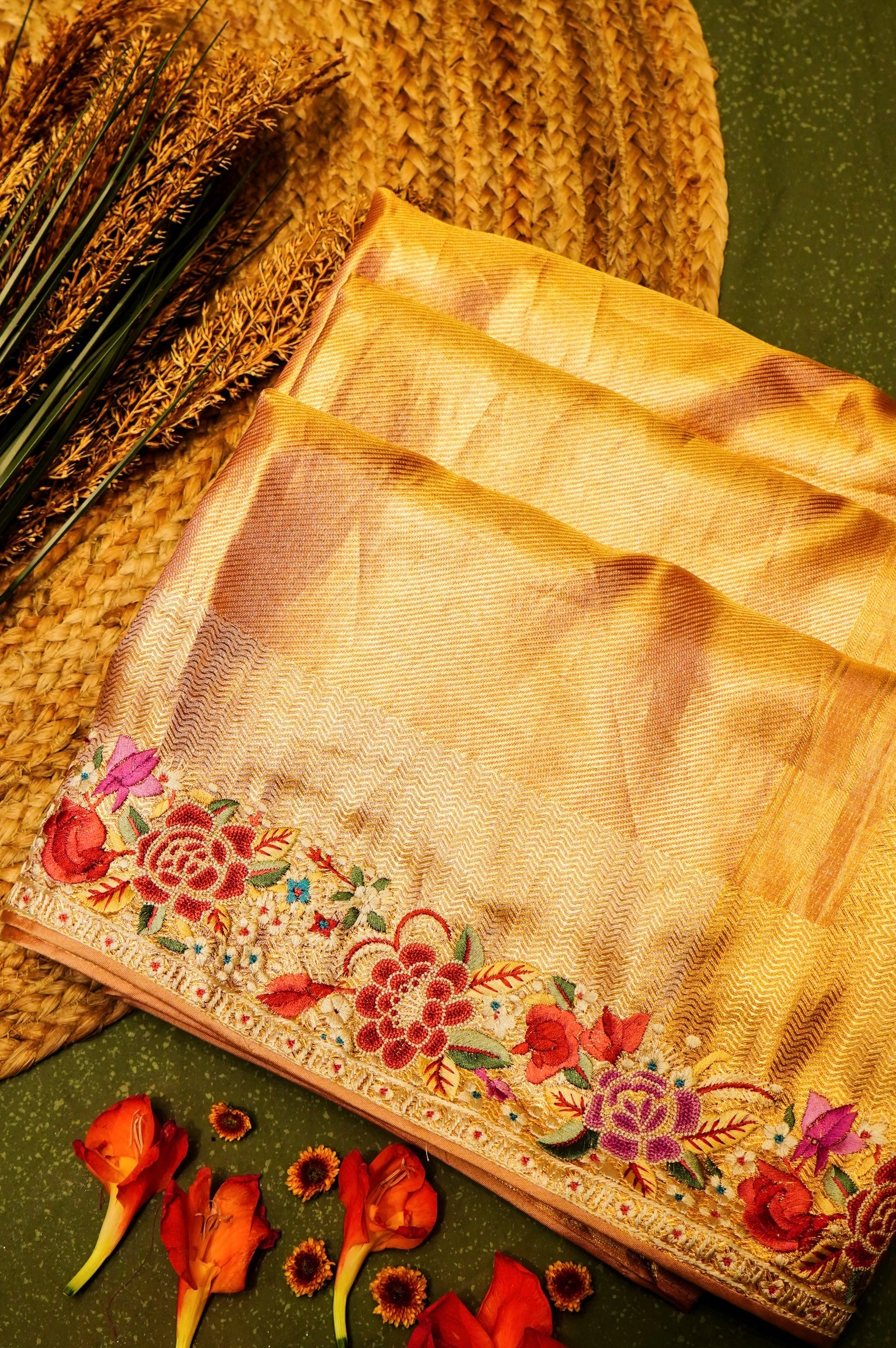 Designer Golden Tissue Silk Saree