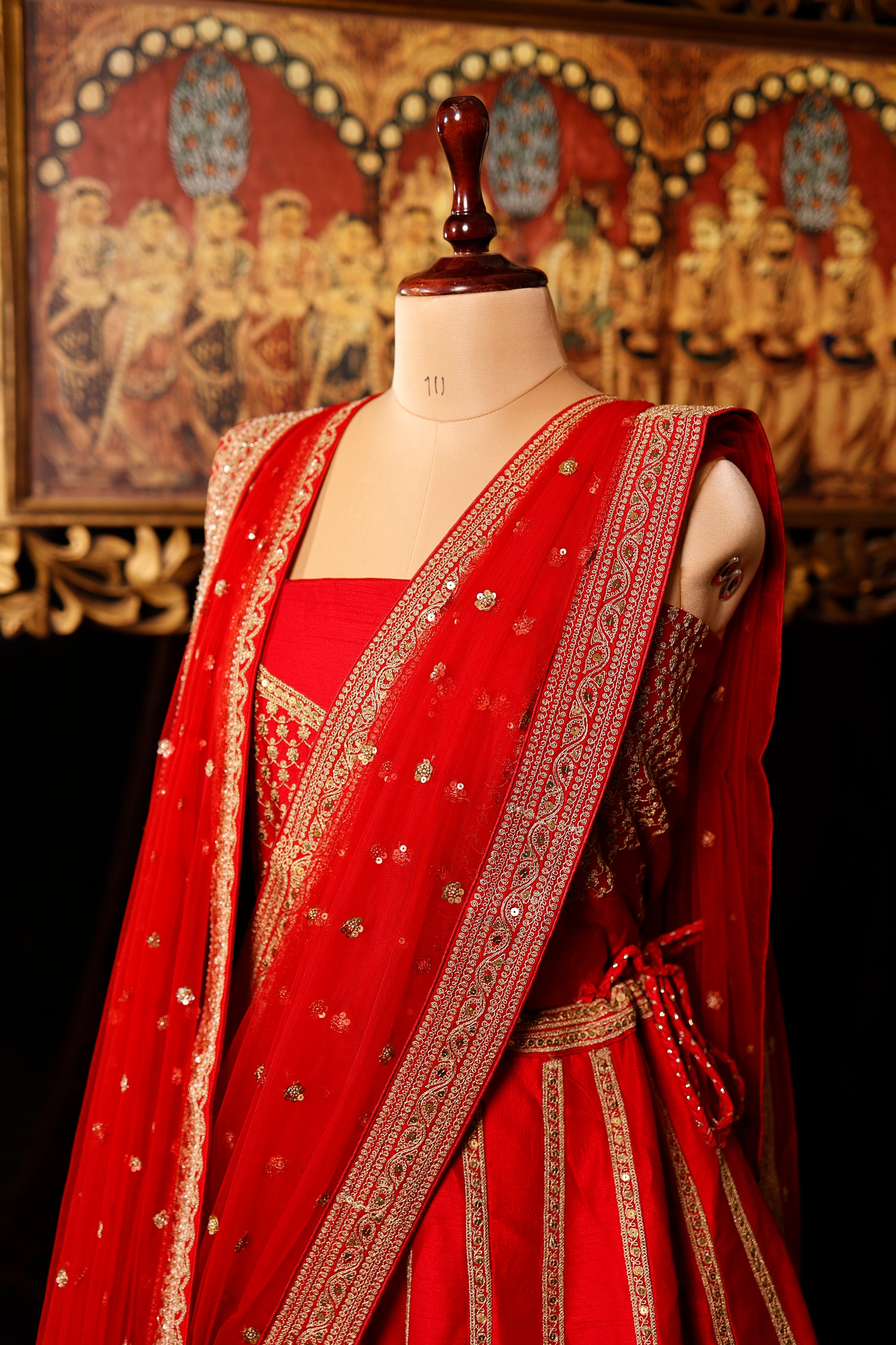 Designer Red Raw Silk Bridal Lehenga