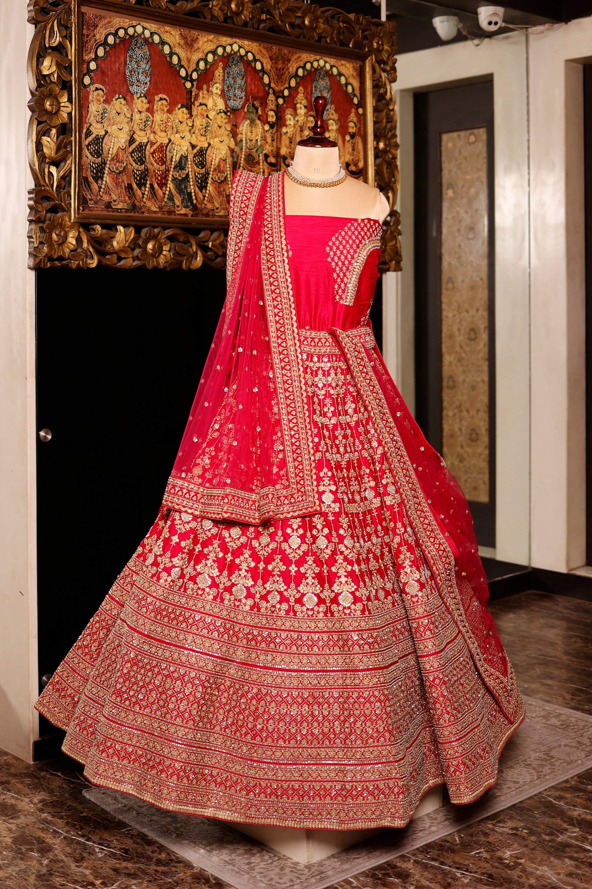Designer Rani Pink Raw Silk Bridal Lehenga