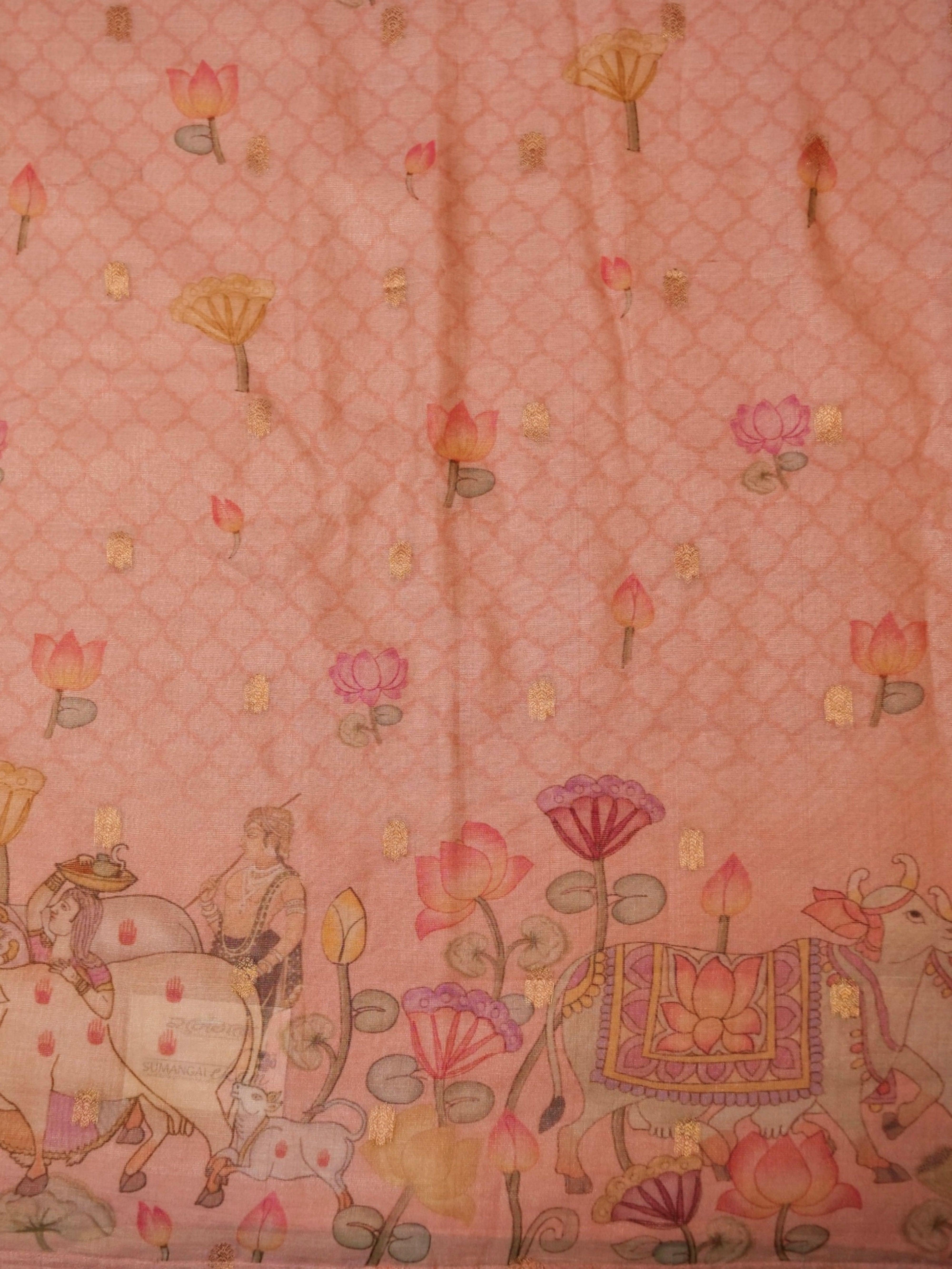 Handwoven Pink Banarasi Muslin Silk Suit - Sumangal Ekam