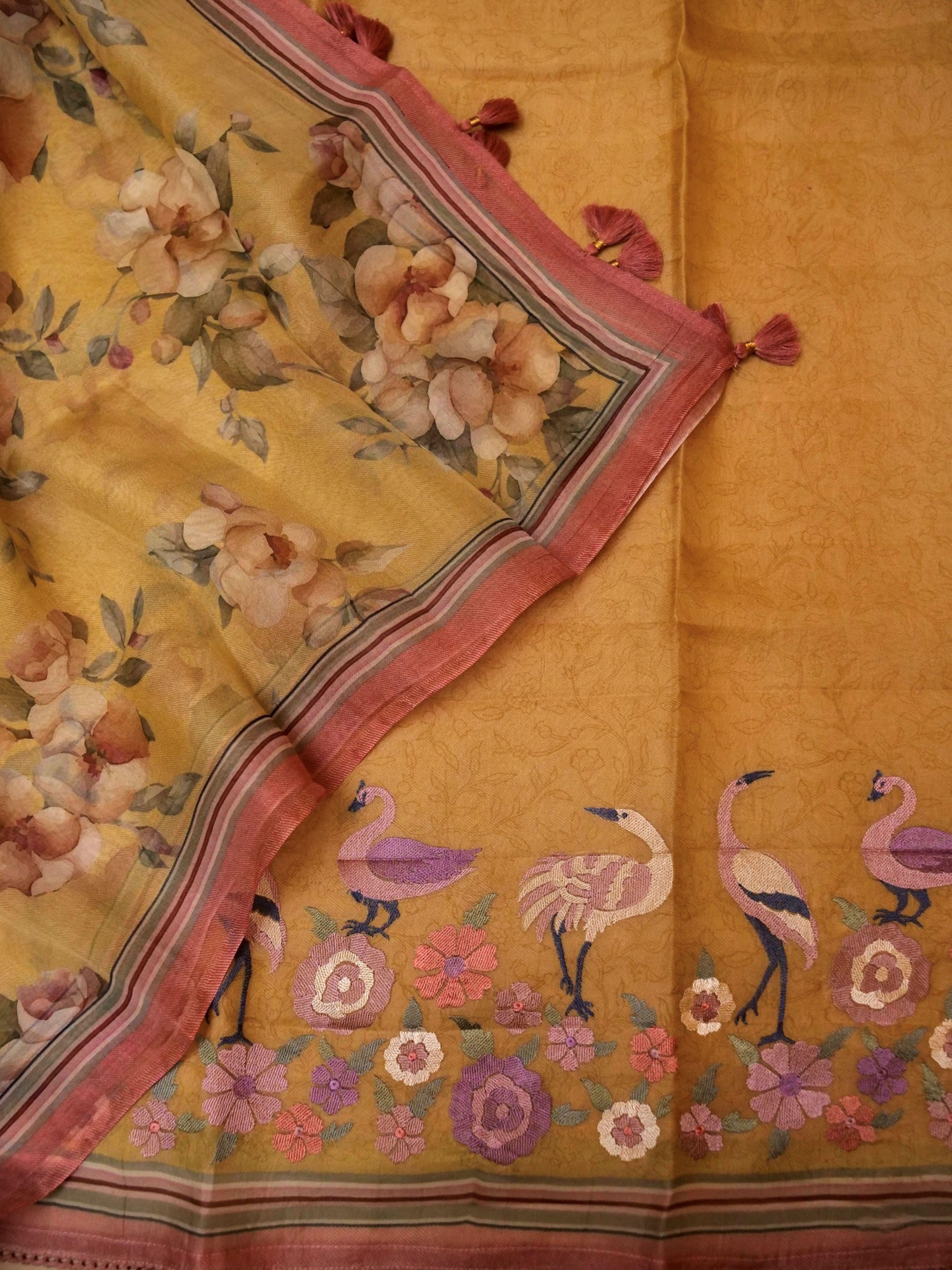 Handwoven Yellow Banarasi Organza Suit - Sumangal Ekam