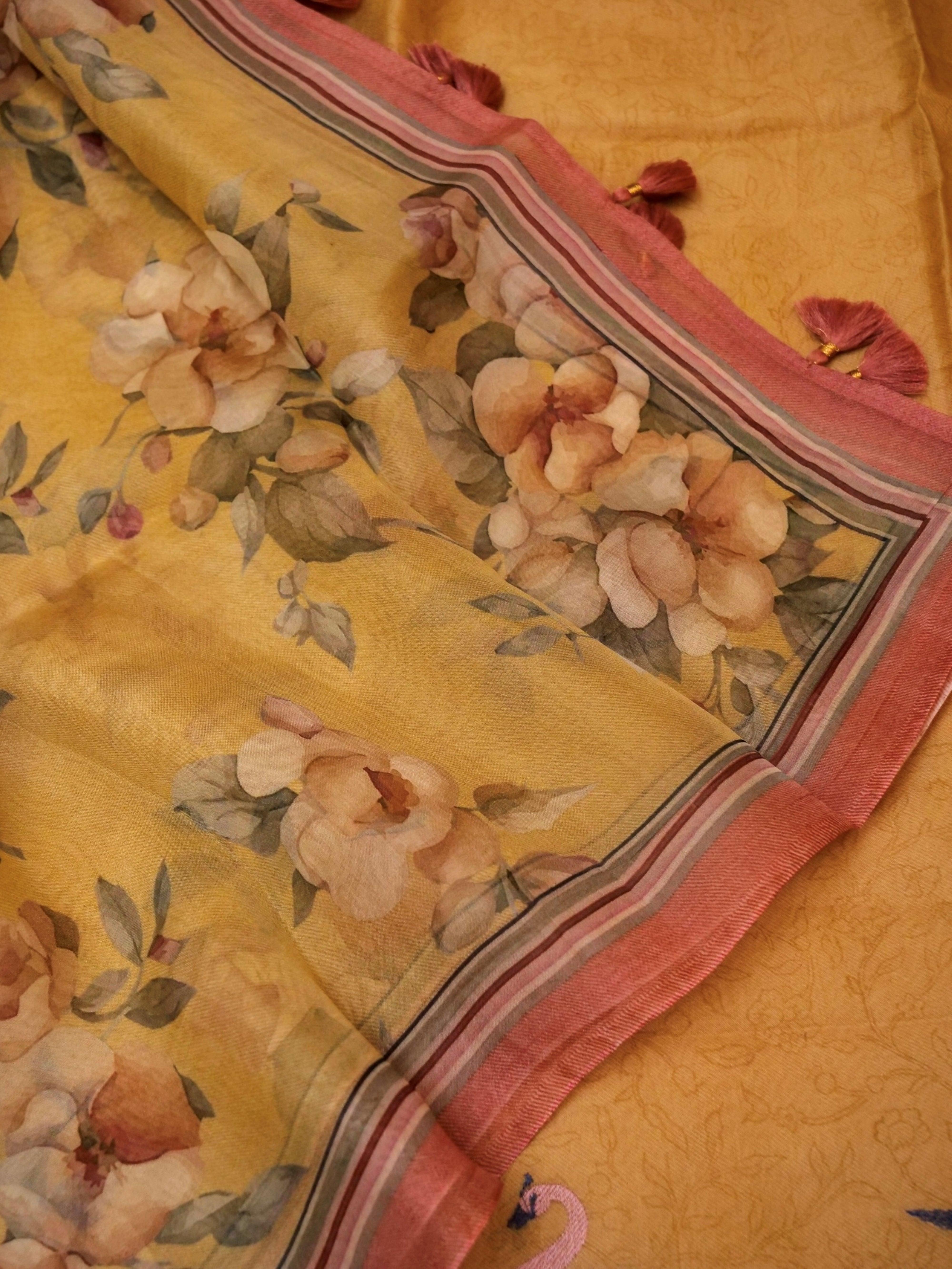 Handwoven Yellow Banarasi Organza Suit - Sumangal Ekam