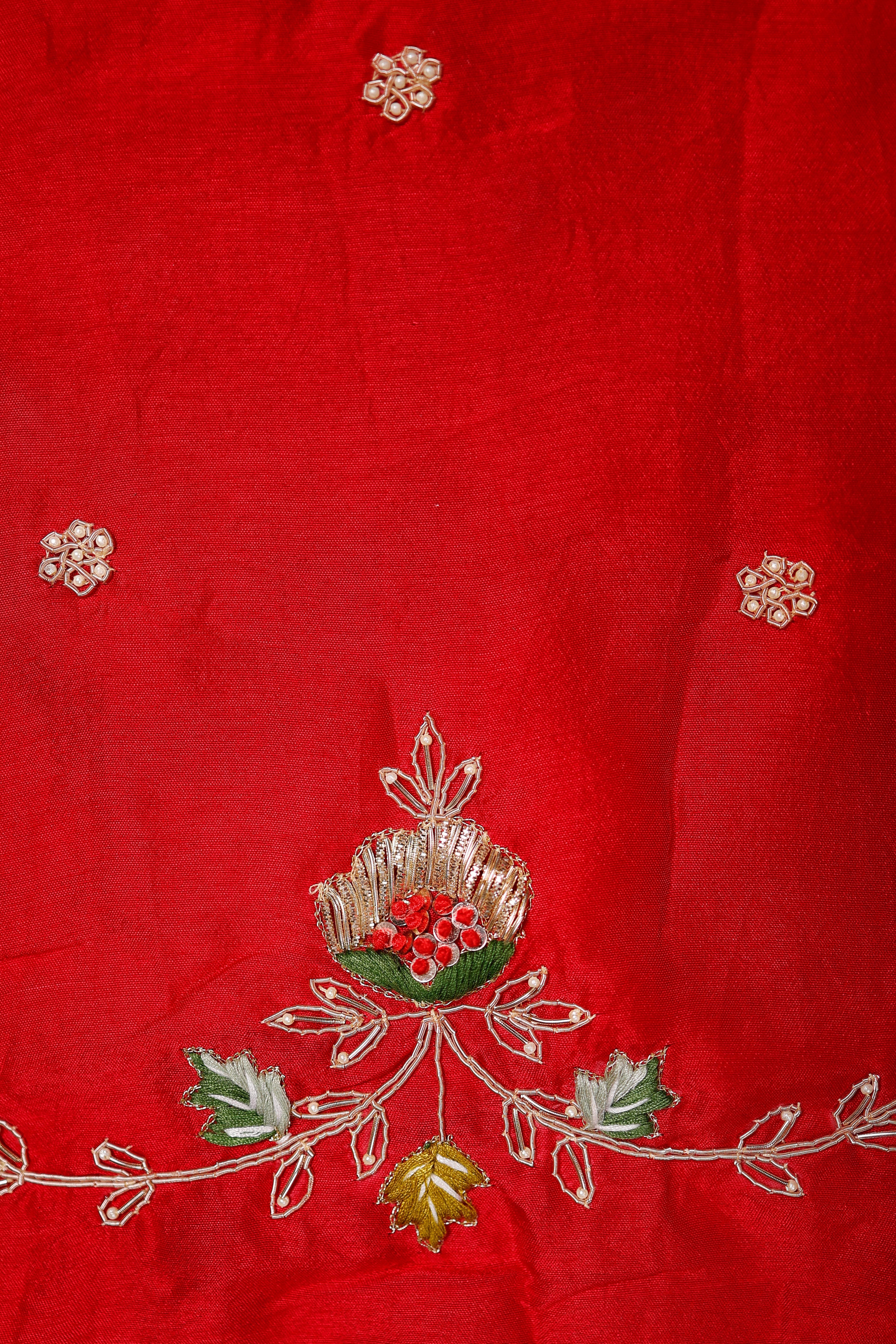 Designer Red Khaddi Silk Saree