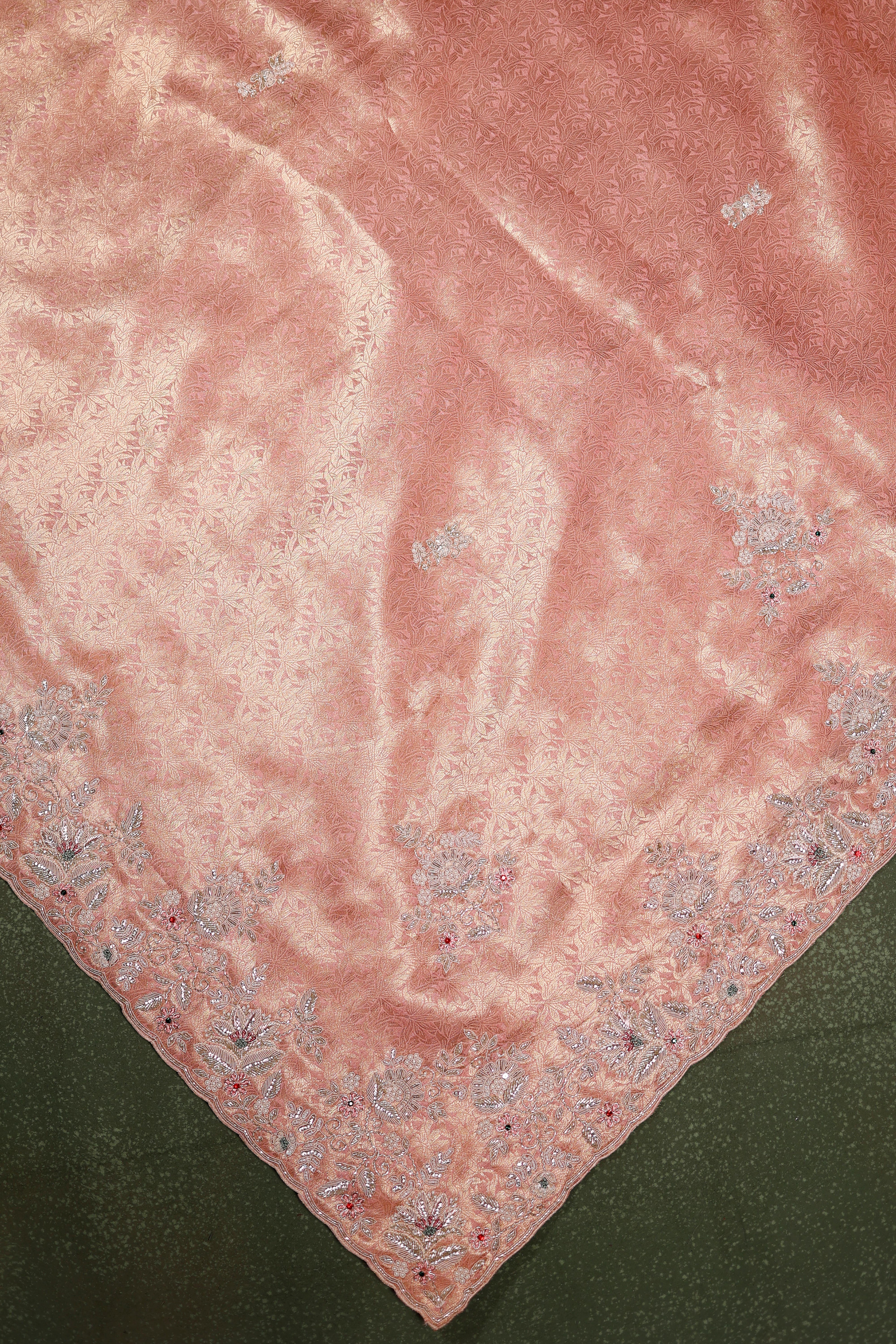 Designer Onion Pink Tissue Silk Saree