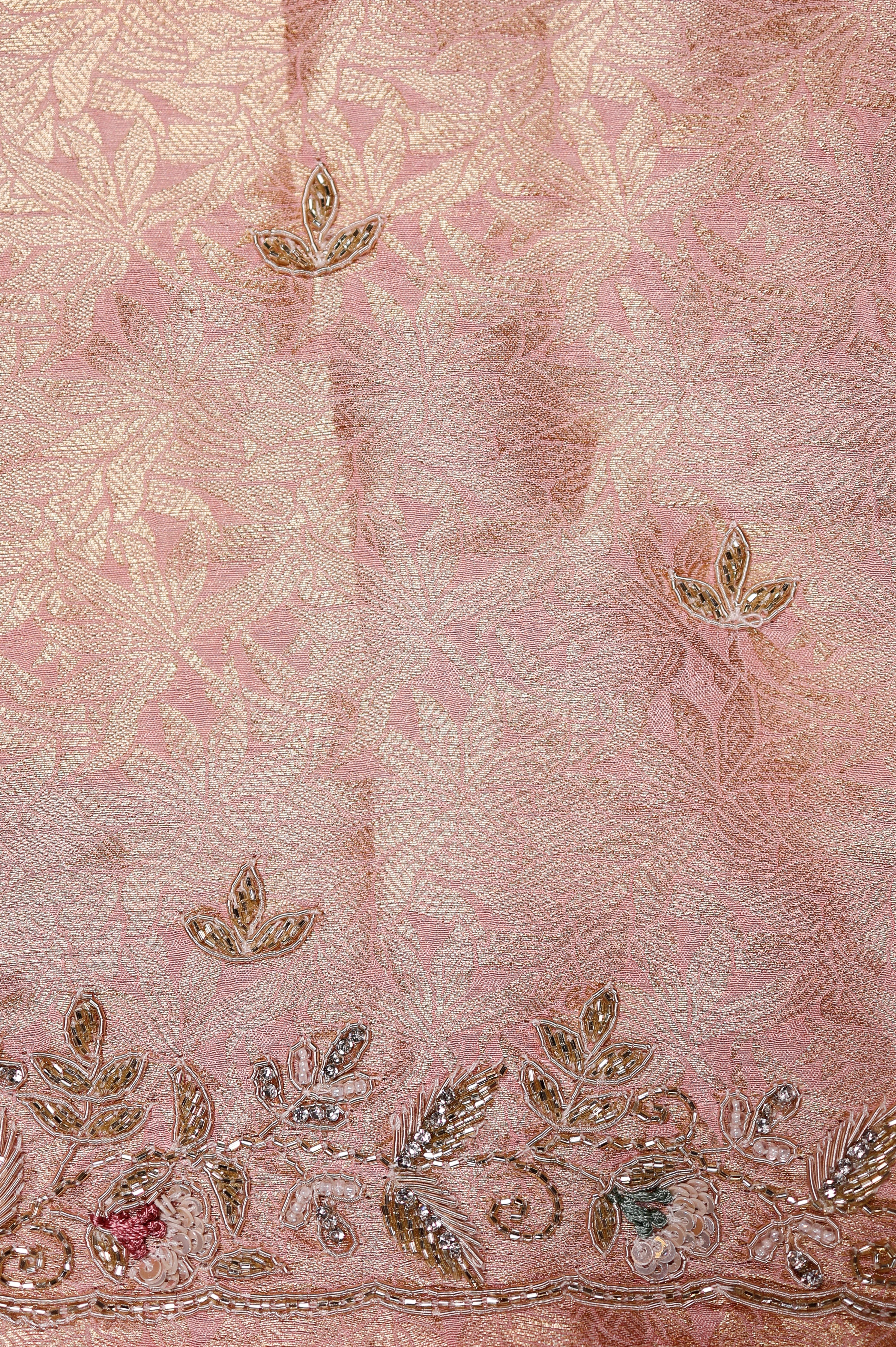 Designer Onion Pink Tissue Silk Saree