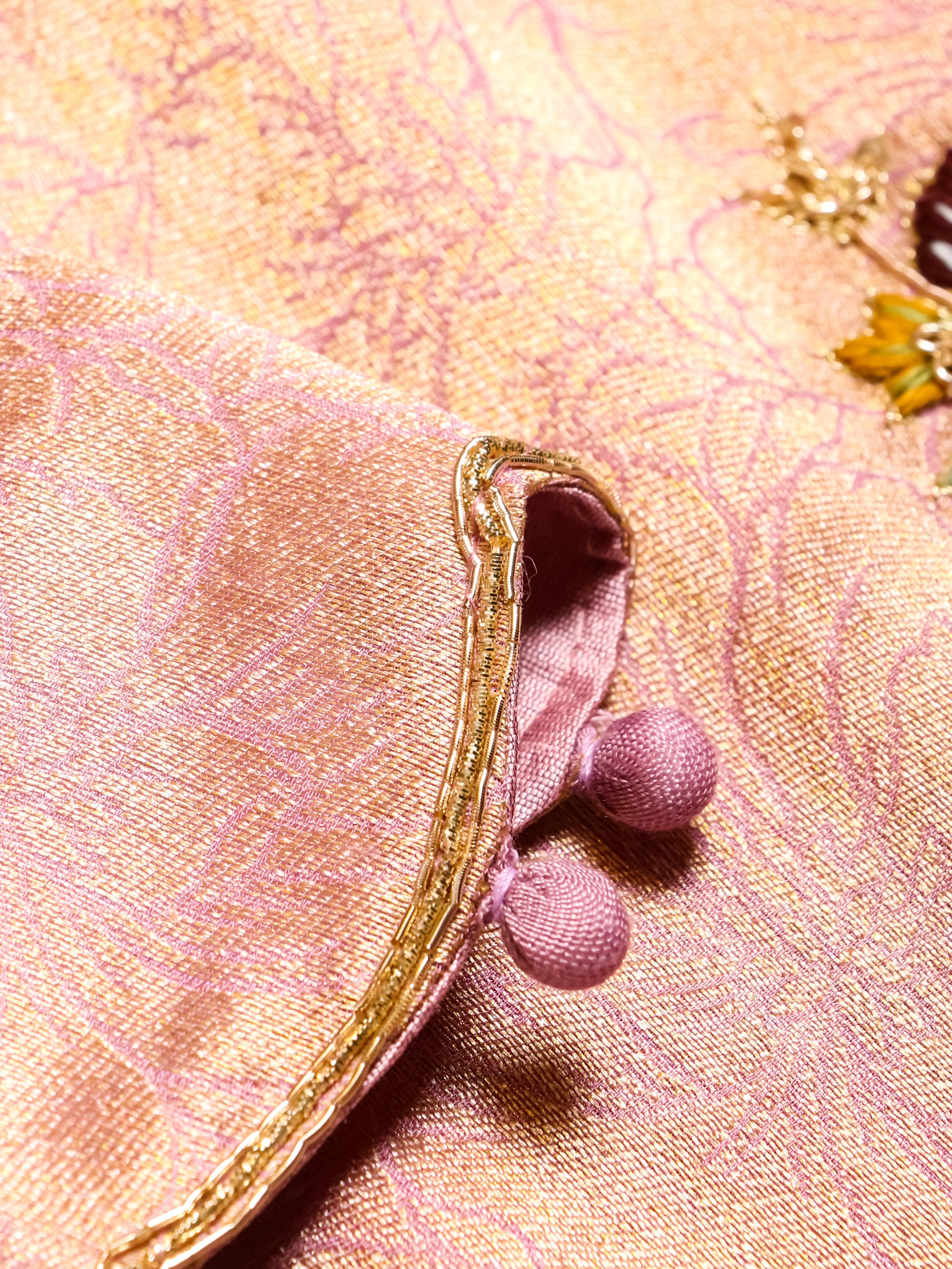 Designer Baby Pink Katan Soft Silk Saree - Sumangal Ekam