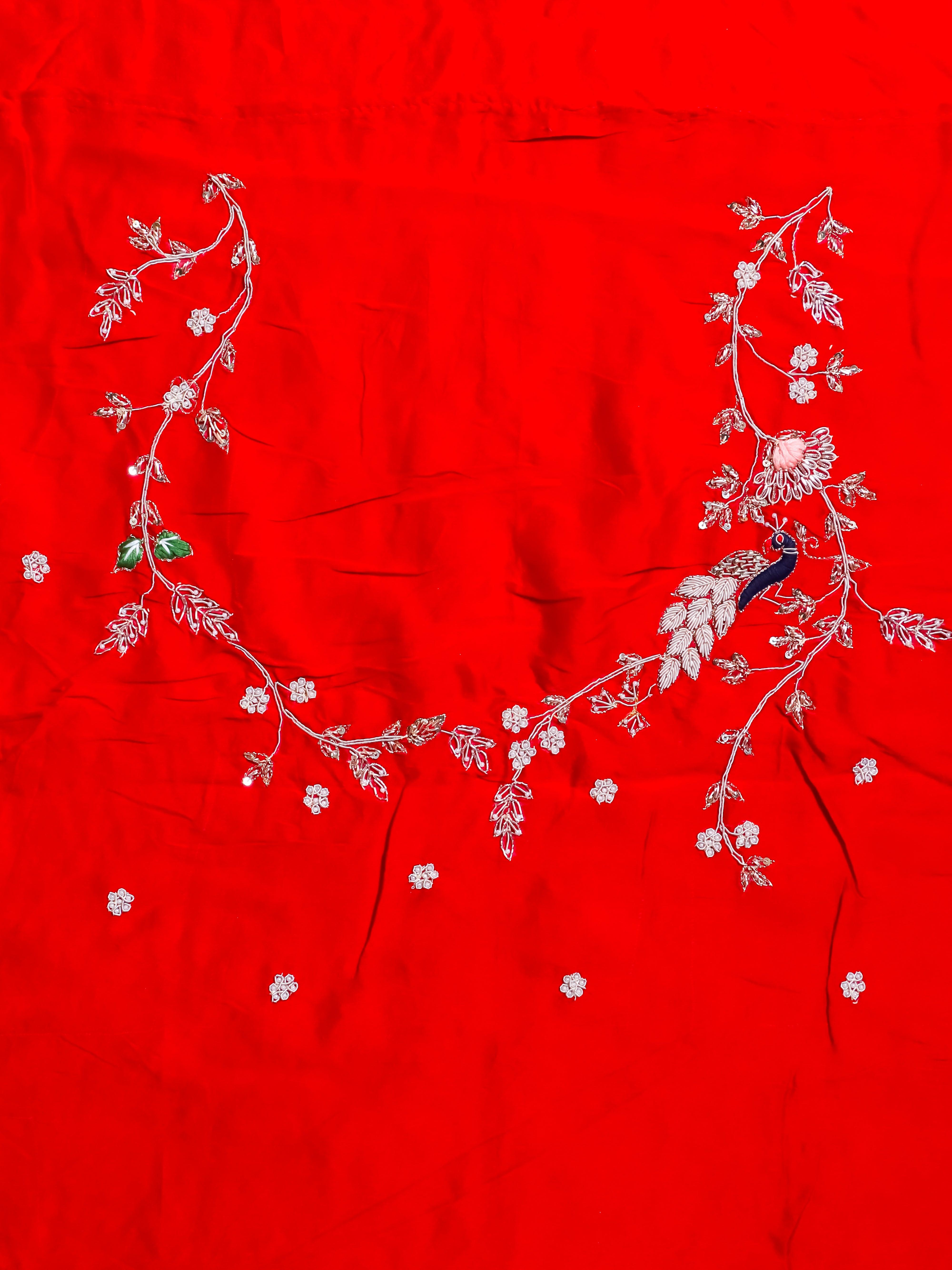 Handwoven Red Banarasi Khaddi Georgette Saree - Sumangal Ekam